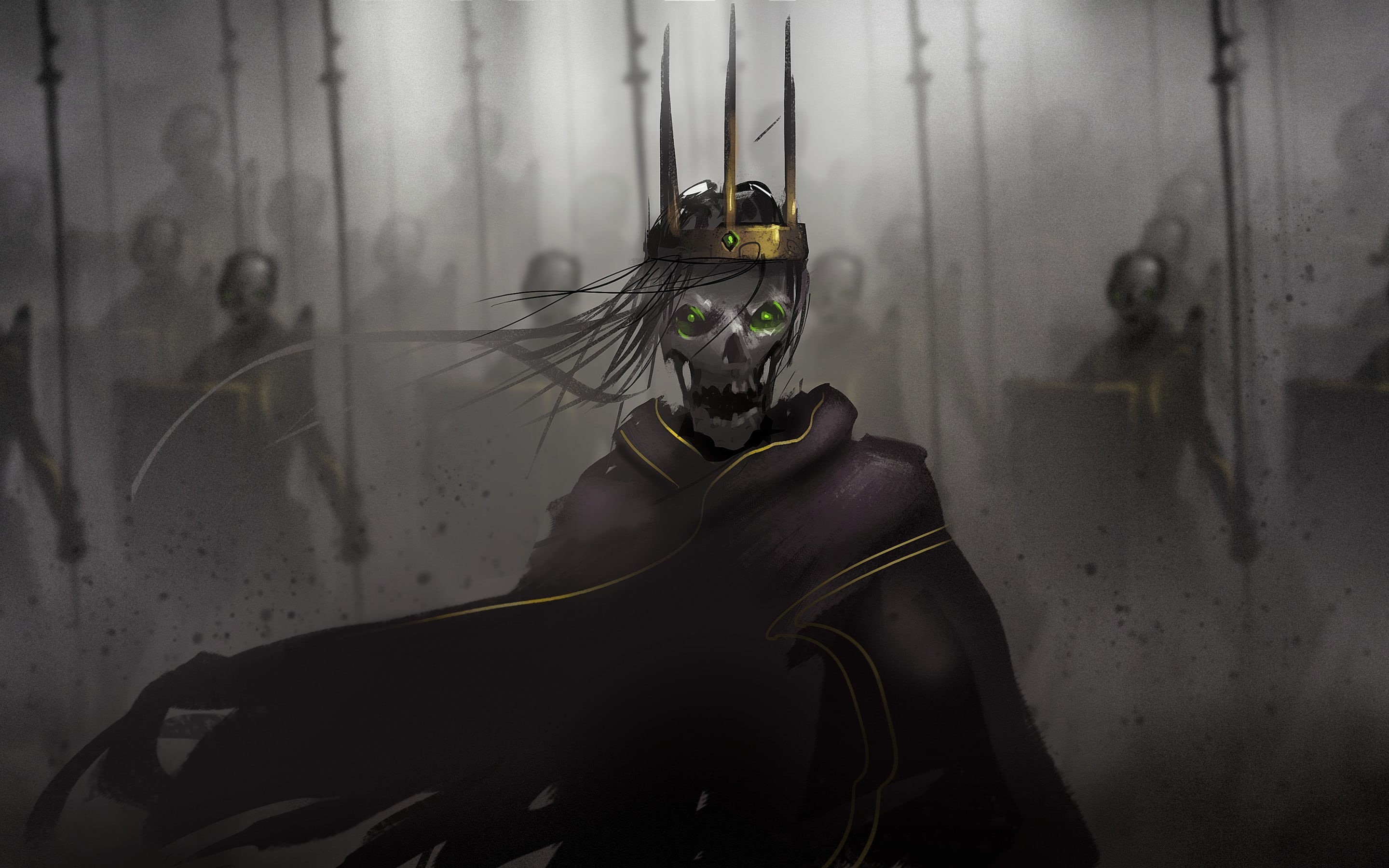 gold, warrior, death, spear, wearing, representation, art and craft, illustration, crown, belief, 2K, digital art, female likeness, no people, creativity, HD Wallpaper