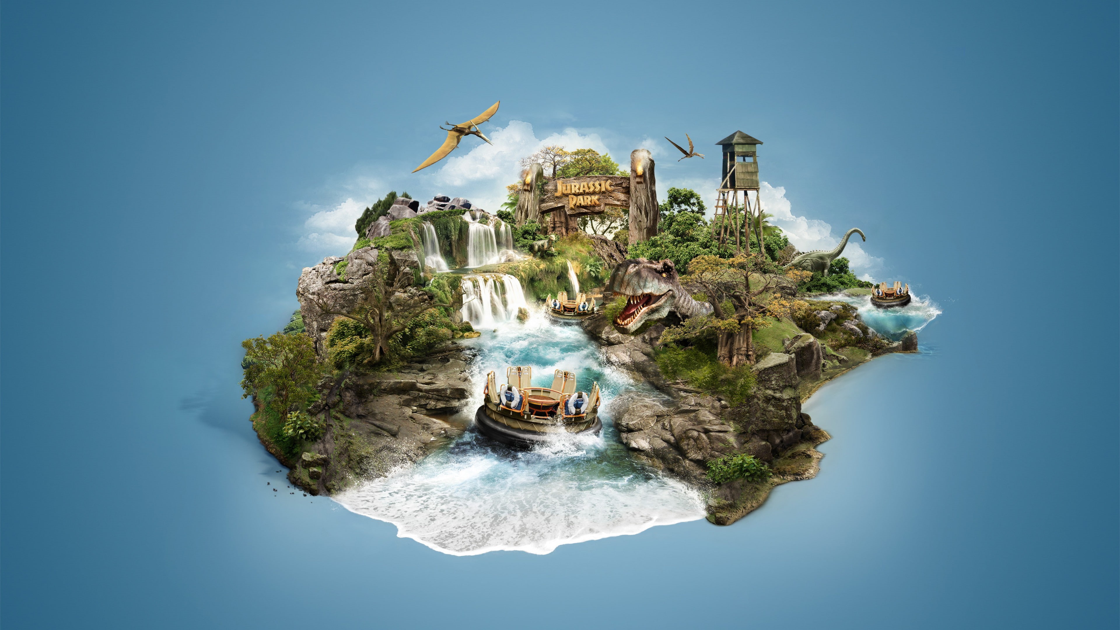 art, Jurassic Park, dinosaur, 4K, island, 4k, HD Wallpaper