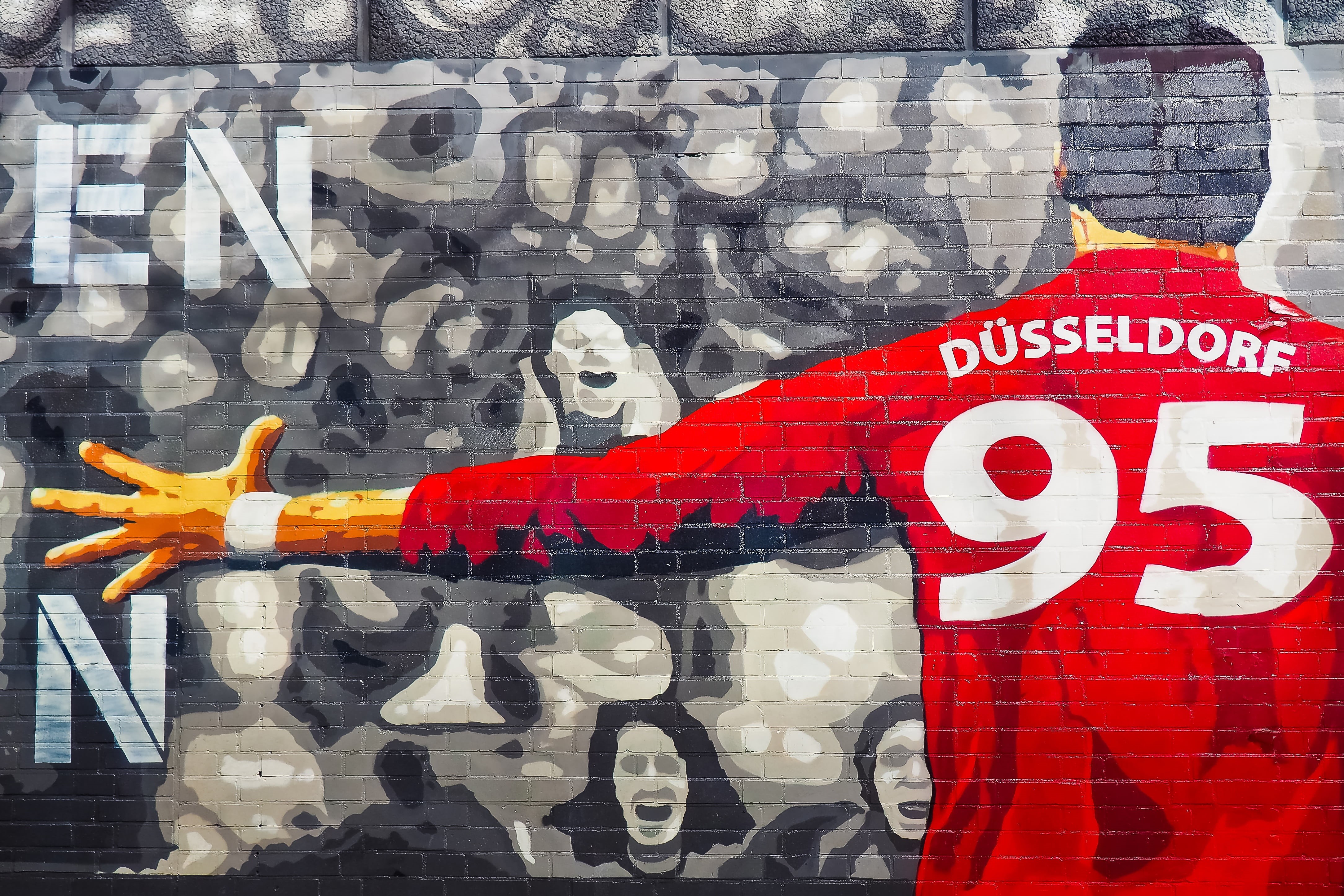 multi colored, red, mural, football club, murial, creativity, built structure, western script, facade, representation, house facade, wall - building feature, HD Wallpaper