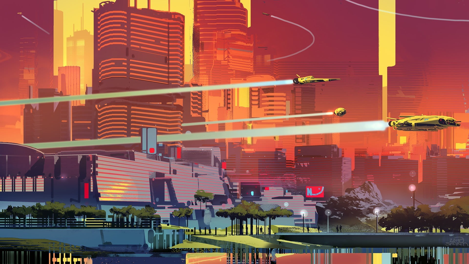 city, rise, city Life, connection, science fiction, no people, skyscraper, office building exterior, vector, building Exterior, futuristic city, famous Place, HD Wallpaper