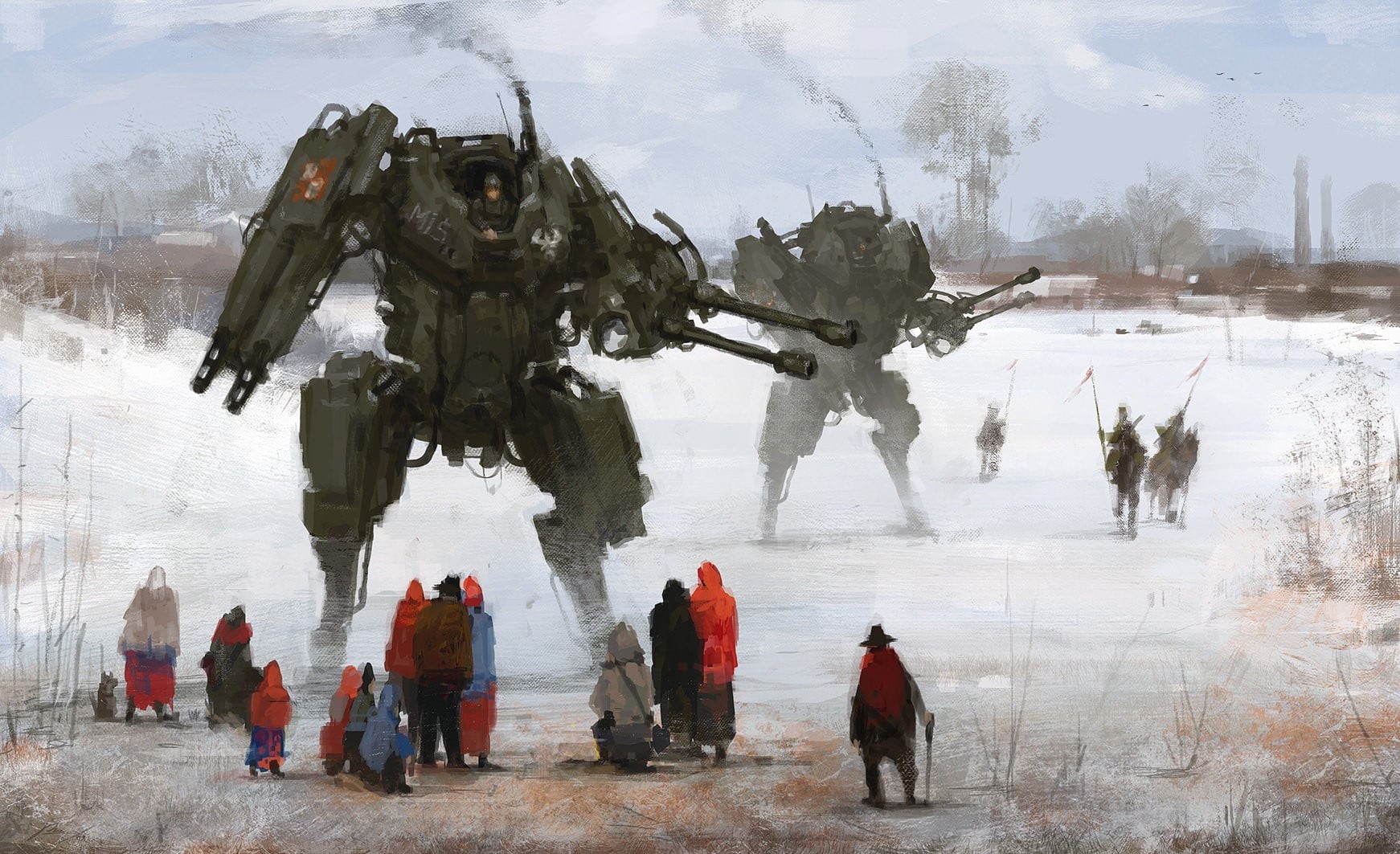 clothing, field, military, snow, snowfield, transportation, alternative history, science fiction, group of people, real people, covering, cold temperature, HD Wallpaper