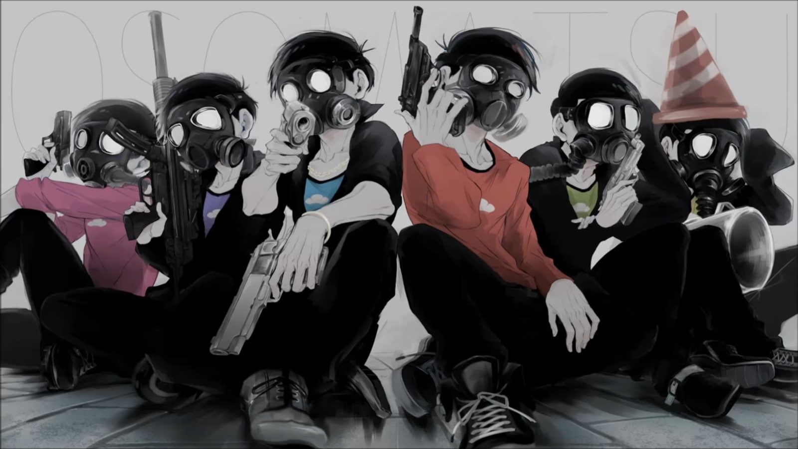 Osomatsu-san, disguise, men, young men, patriotism, protection, anime, lifestyles, security, mask - disguise, front view, day, sitting, leisure activity, HD Wallpaper