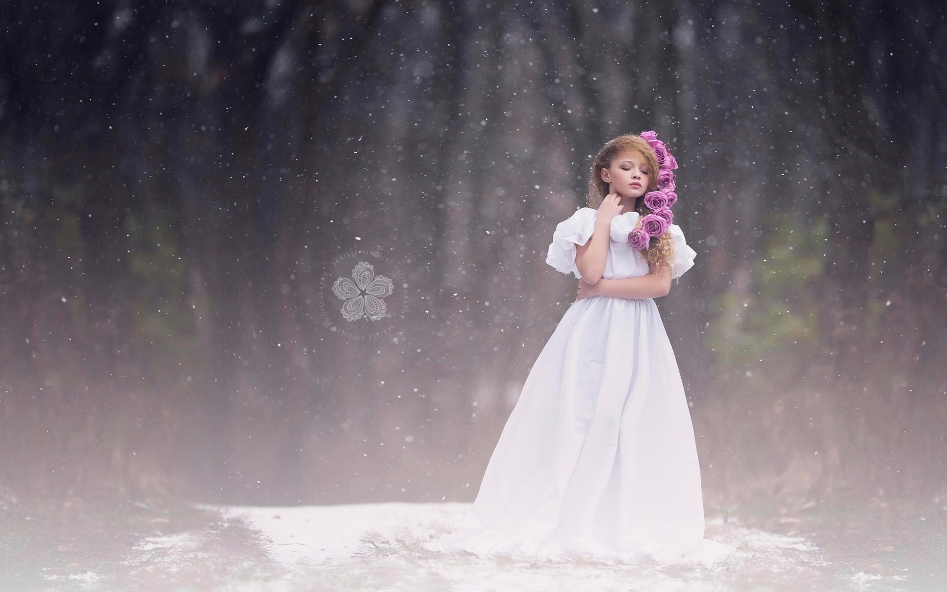 Girl, Dress, White, s, Snow, 1080P, Little, Cute, HD Wallpaper
