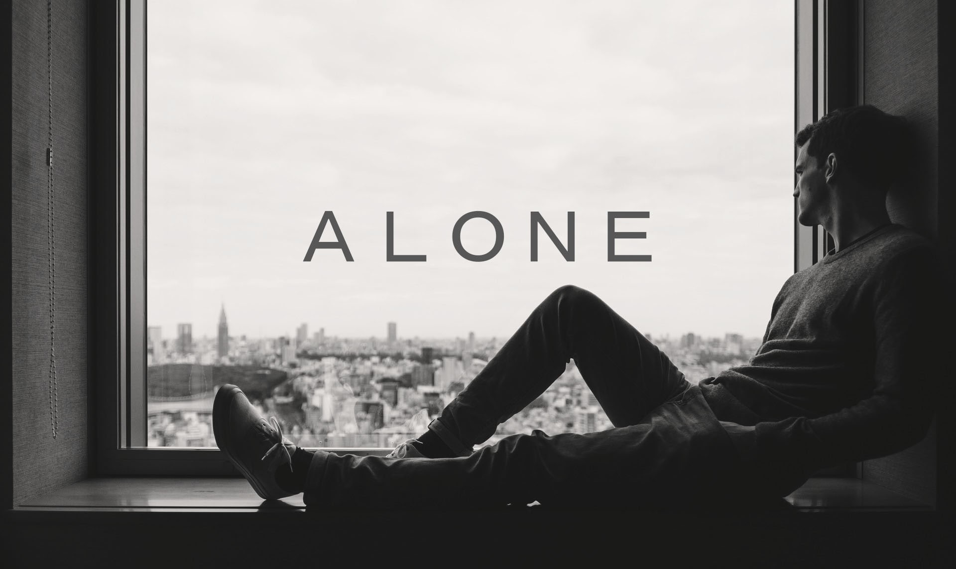 1080P, alone, monochrome, grey, window, men, HD Wallpaper