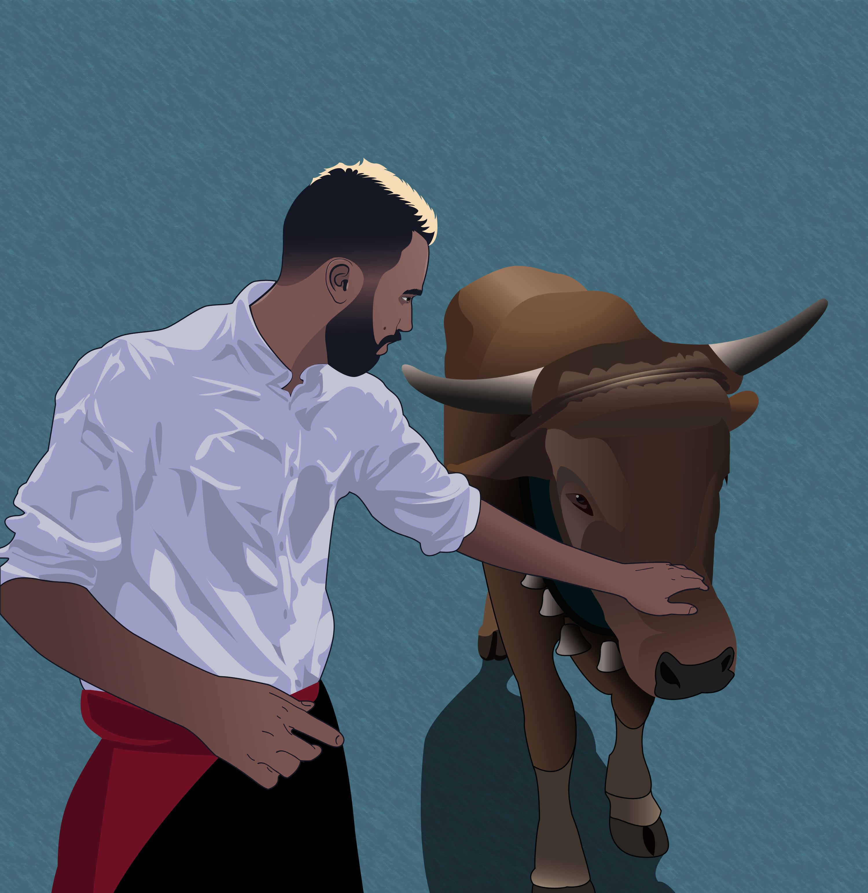 human representation, art and craft, horns, standing, real people, creativity, artwork, lifestyles, digital art, young adult, portrait, day, cow, 2K, wall - building feature, Phone HD Wallpaper