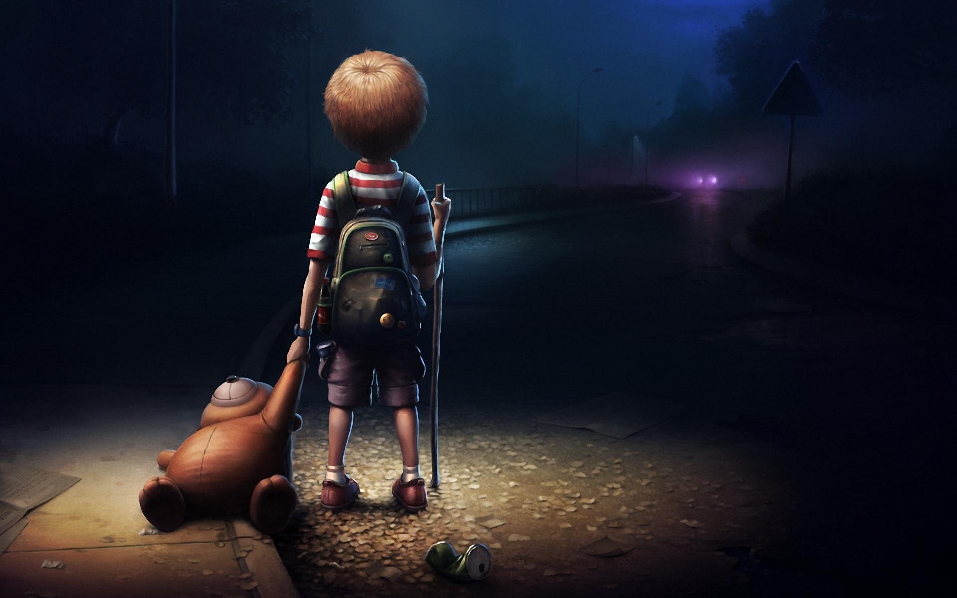 Alone, 1080P, boy, darkness, HD Wallpaper