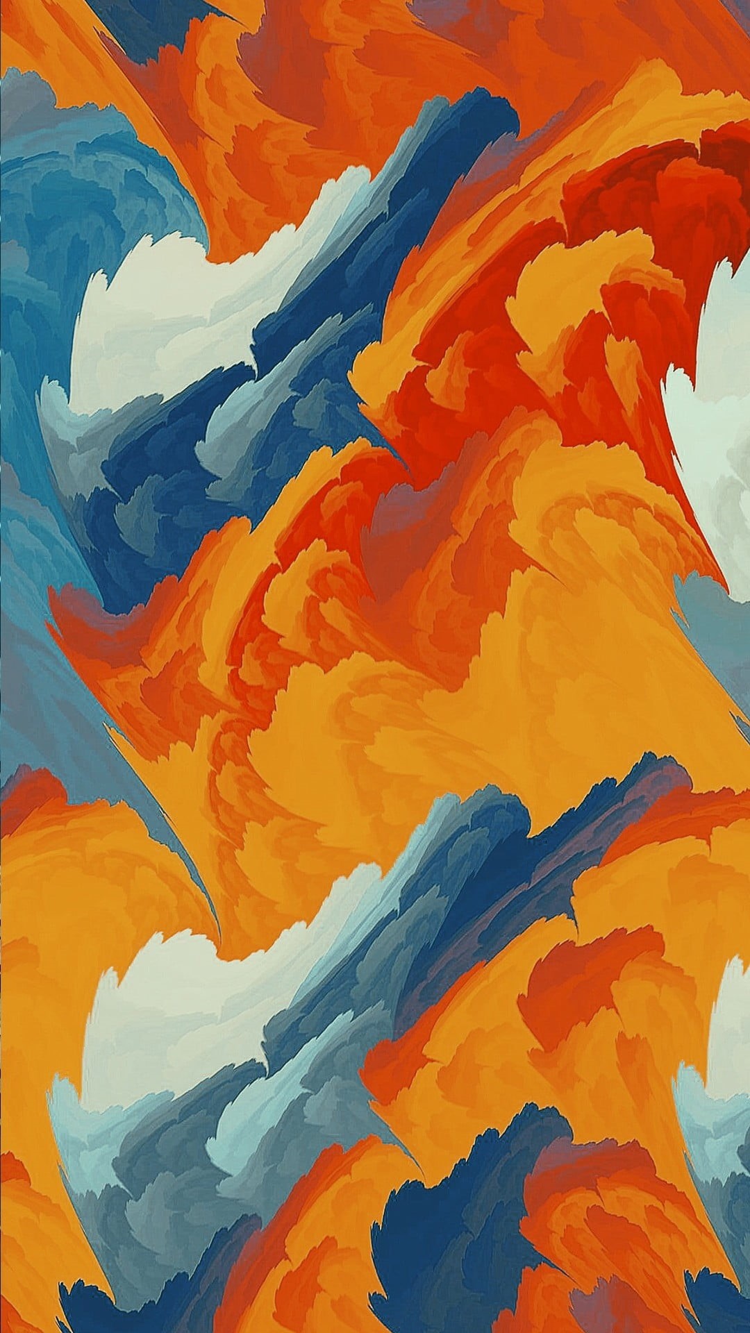1080P, painted, backgrounds, no people, multi colored, full frame, painted image, paint, artists canvas, blue, water, textured, paintings, orange color, Phone HD Wallpaper