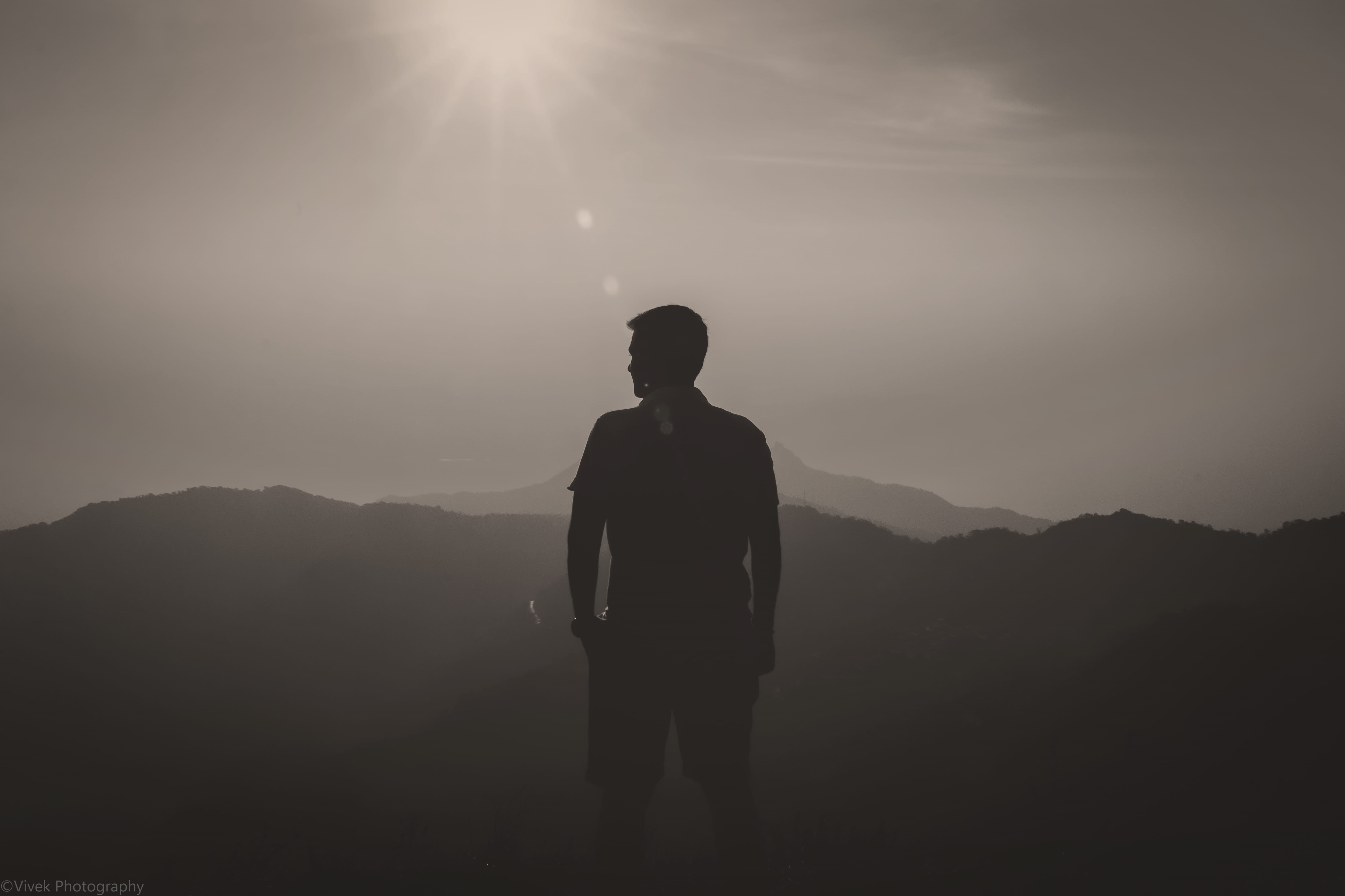 profile, adventure, non-urban scene, travel, silhoutte, idyllic, india, silhouette, sun, tranquility, rear view, wanderlust, beauty in nature, people, mount abu, HD Wallpaper