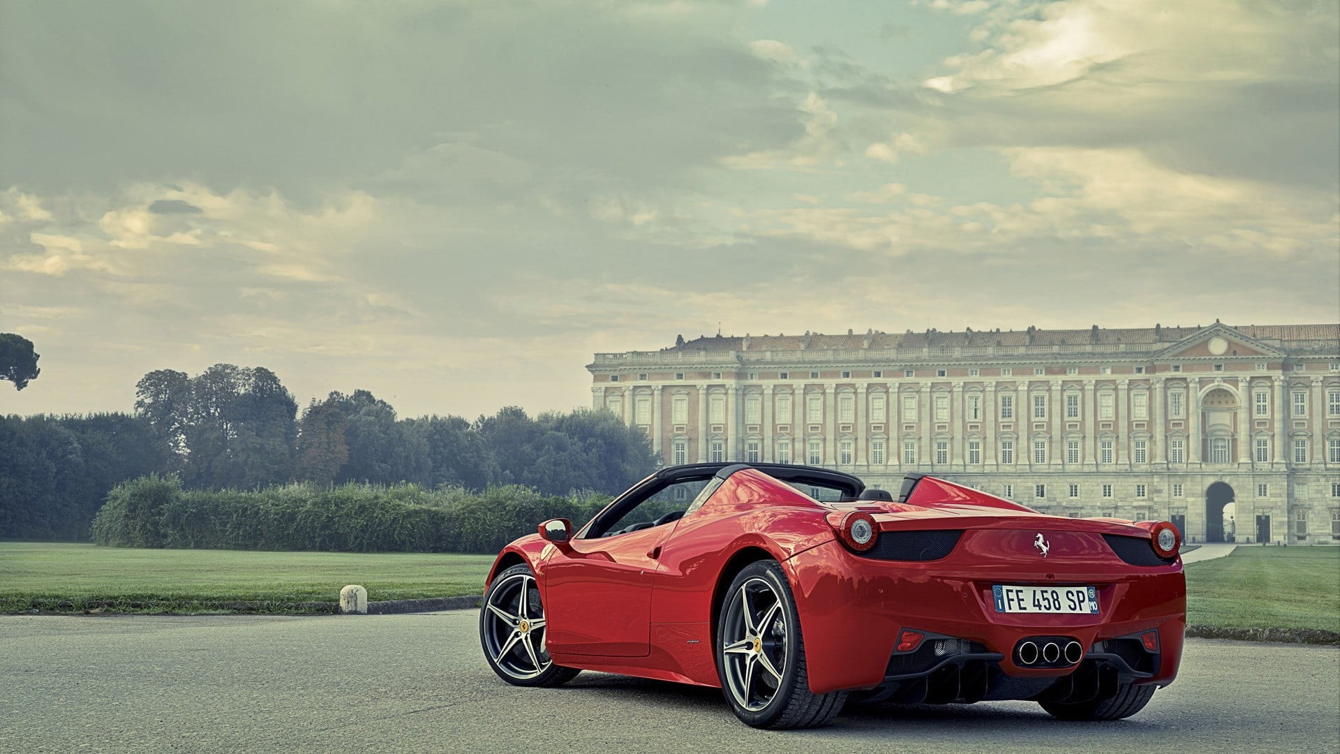 sky, cloud - sky, day, retro styled, red, spider, car, transportation, 1080P, Ferrari, convertible, the past, italia, city, land vehicle, nature, history, HD Wallpaper