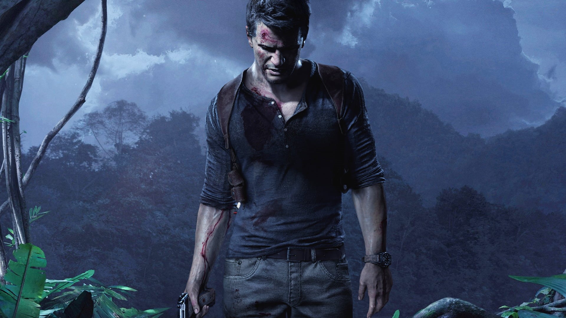 hiking, adult, Uncharted 4: A Thiefs End, land, black Color, looking, clothing, people, leisure activity, fog, young men, lifestyles, 1080P, three quarter length, HD Wallpaper