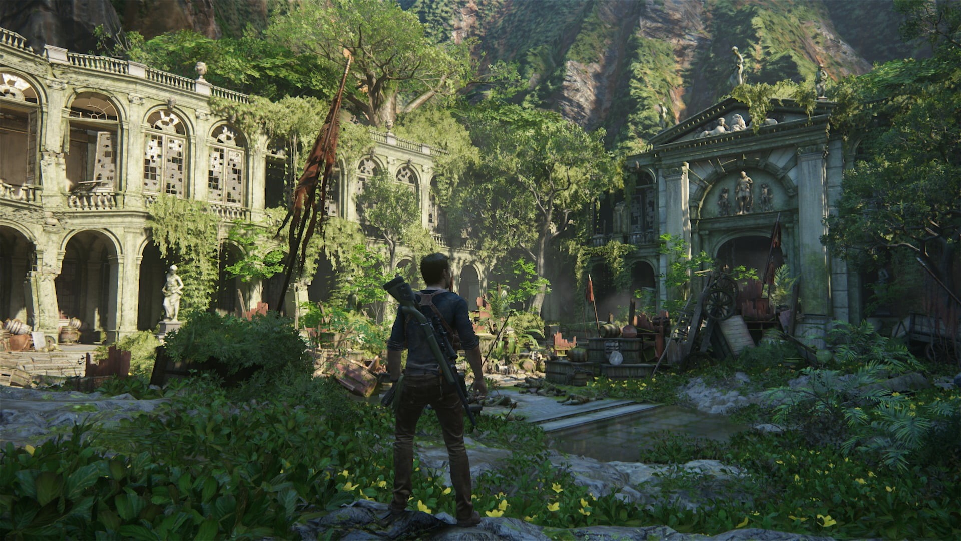 leisure activity, rear view, game, riffle, arch, tourism, day, architecture, plant, PlayStation 4, uncharted , building, nature, water, building exterior, HD Wallpaper