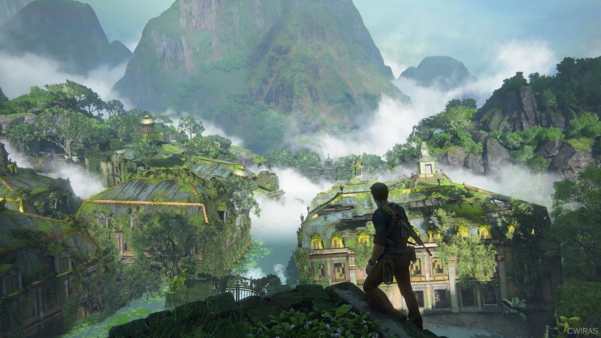 nature, architecture, group of people, 1080P, PlayStation 4, lifestyles, uncharted, green, games art, mountain range, travel, men, rear view, scenics - nature, HD Wallpaper