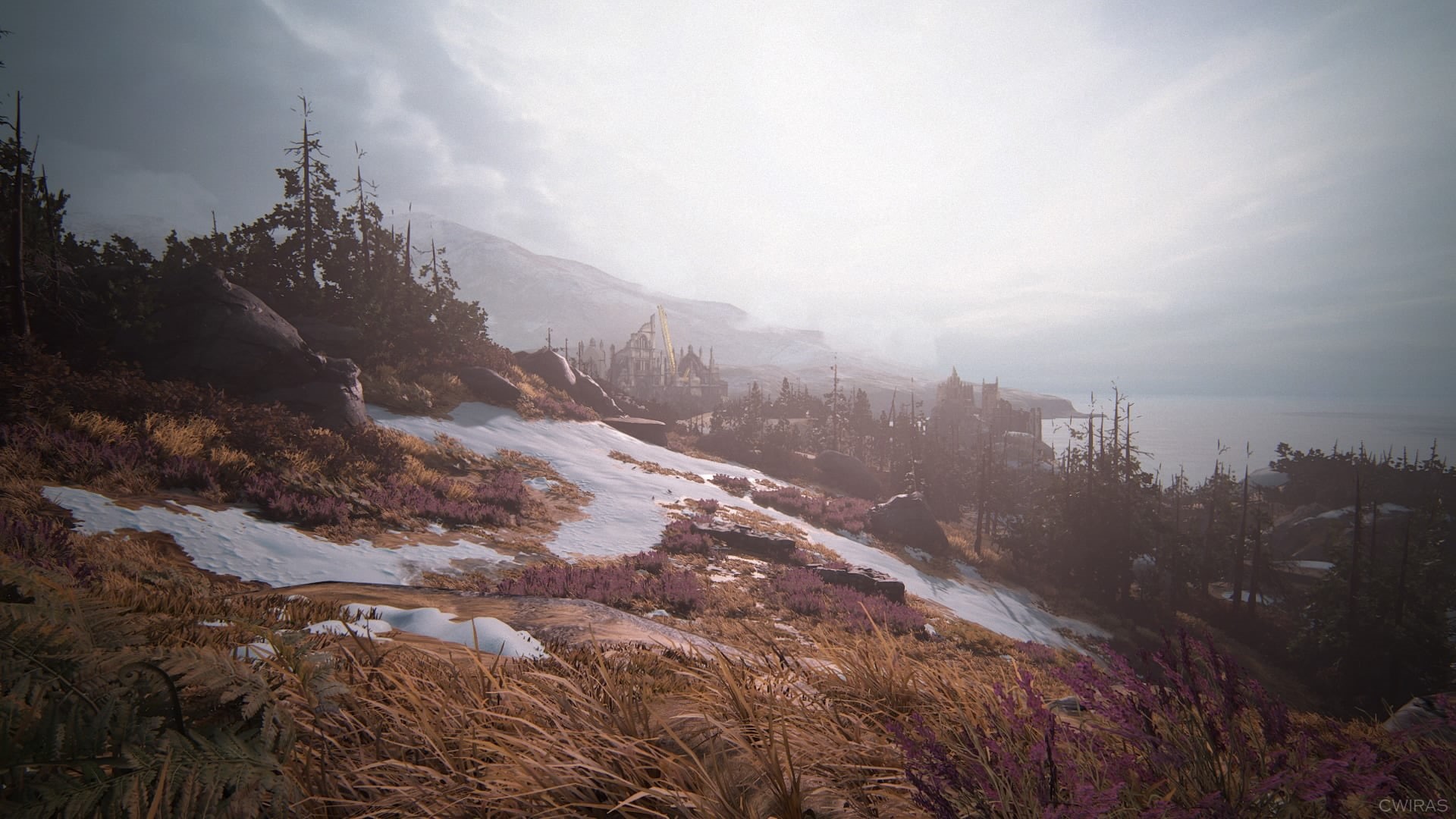 scenics - nature, plant, growth, mountain, video games, fog, Nathan Drake, sky, environment, nature, tranquility, cloud - sky, day, tranquil scene, screen shot, HD Wallpaper