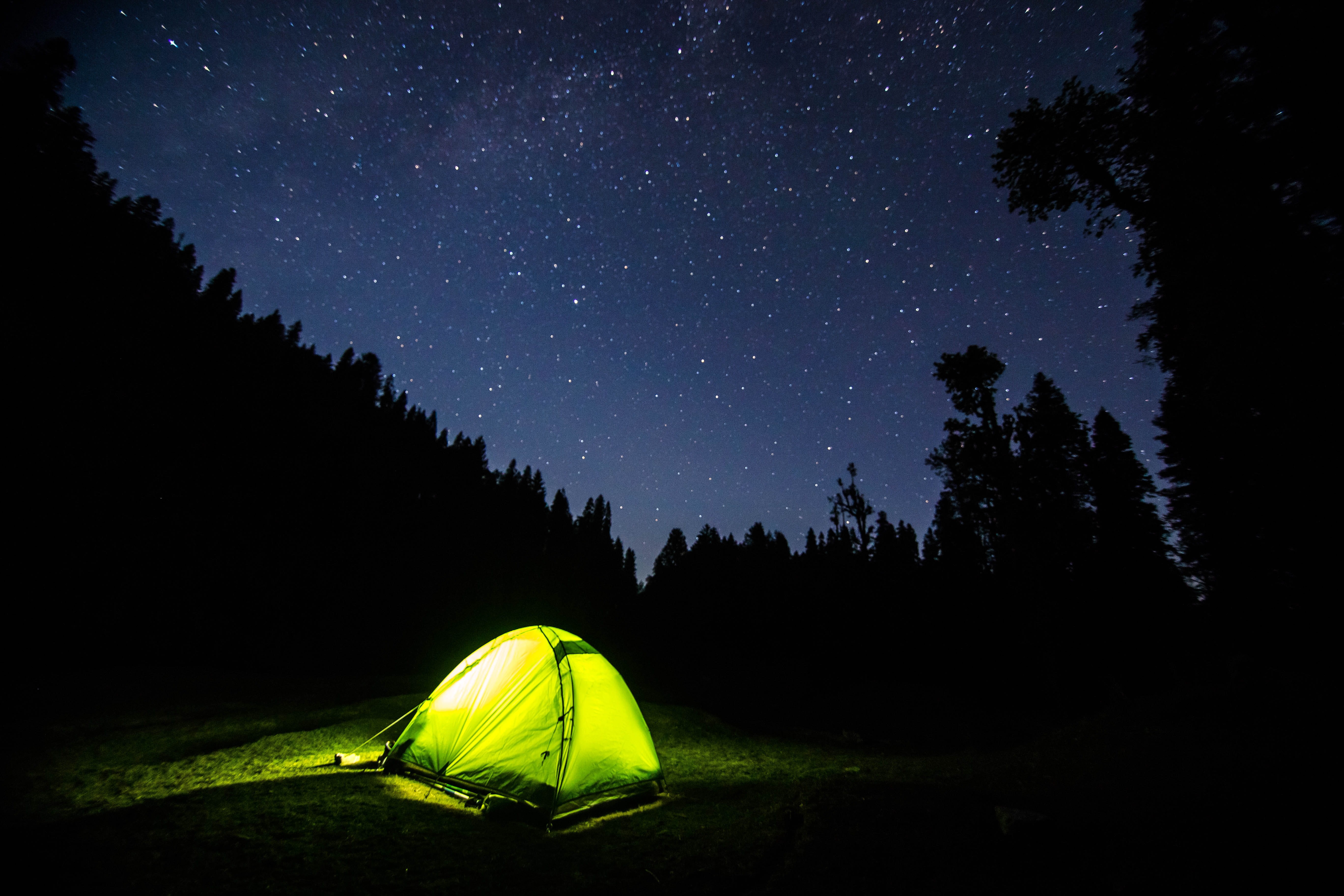 green color, space, plant, outdoors, beauty in nature, exploration, scenics - nature, land, mountain tent, nature, sky, non-Urban Scene, tree, forest, hiking, HD Wallpaper