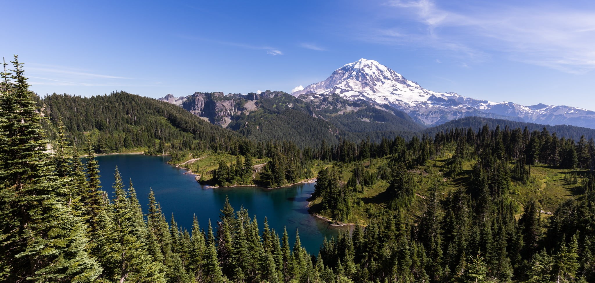 body of water, tree, Mount Rainier National Park, Canon EOS 6D, 35mm, water, Eunice Lake, mountain, Landscape, Canon EF, USA, scenics, canada, Canon 6D, HD Wallpaper