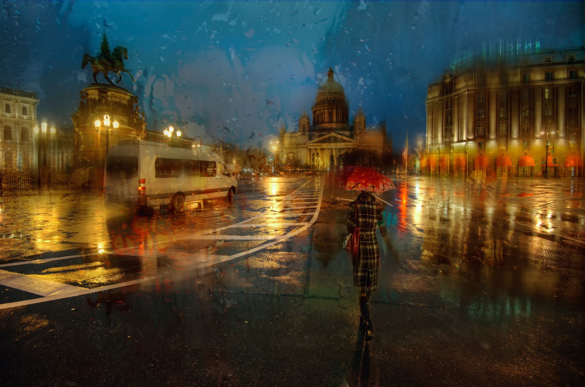 rain, wet, religion, land vehicle, dome, twilight, vacations, winter, nature, motion, towards, woman, dark, people Traveling, autumn, outdoors, city Life, HD Wallpaper