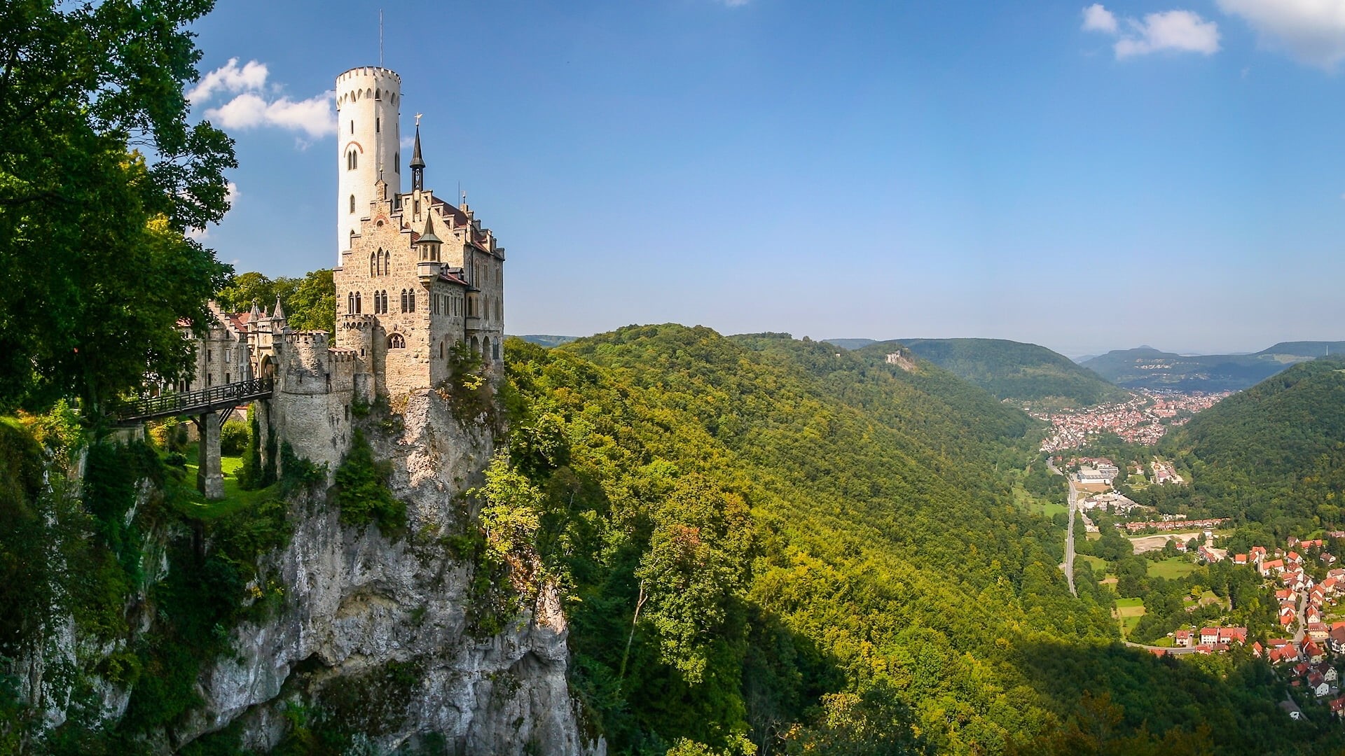 beauty in nature, built structure, ancient civilization, outdoors, panorama, mountains, Germany, stone, history, sky, tree, nature, Württemberg, the past, HD Wallpaper