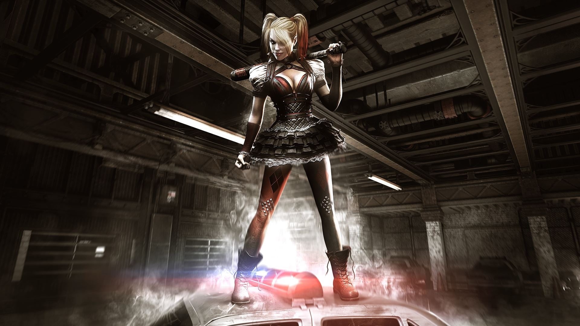male likeness, full length, machine, no people, men, power, built structure, dress, mid-air, Harley Quinn, creativity, the villain, motion, Warner Bros. Interactive Entertainment, HD Wallpaper