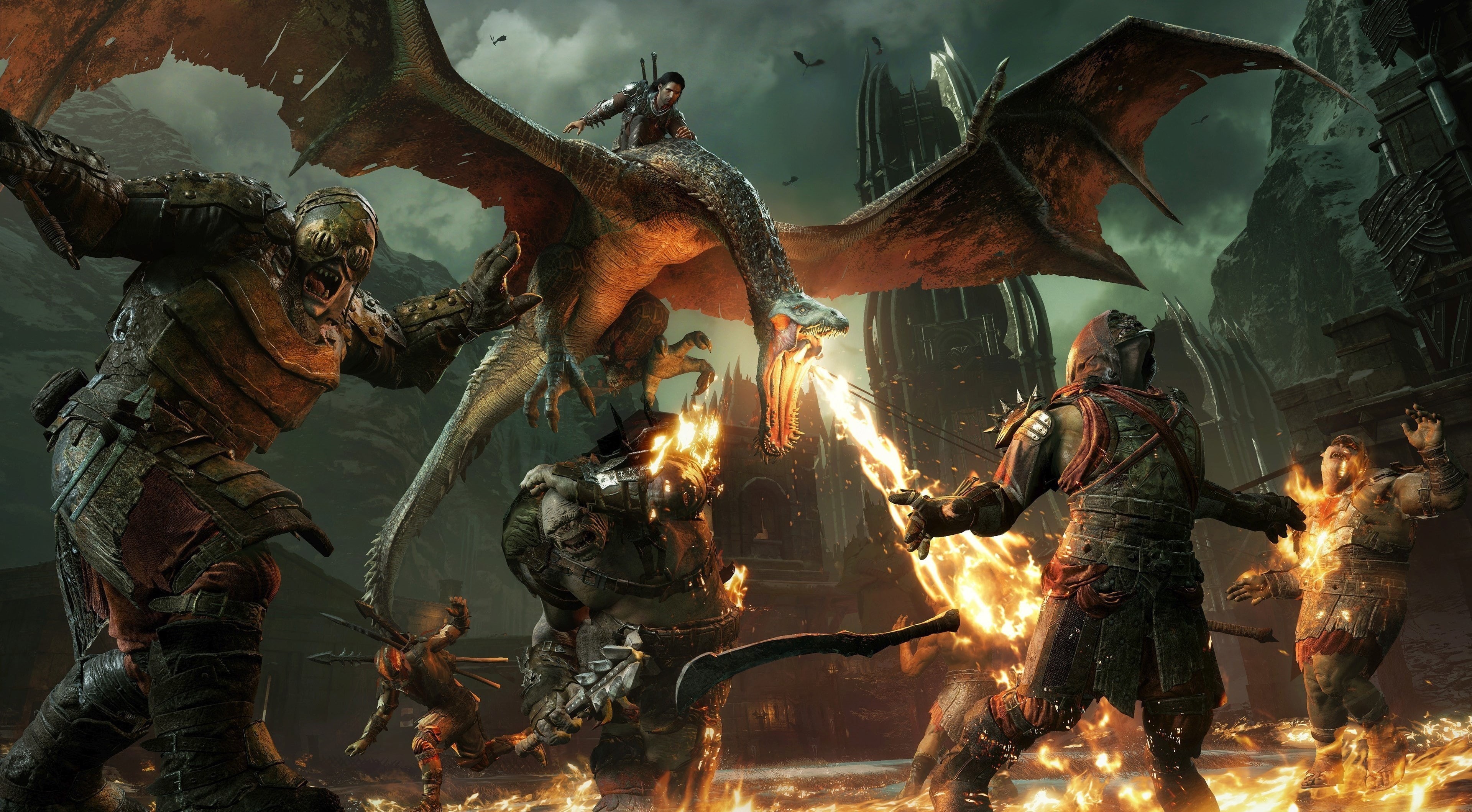 smoke - Physical Structure, representation, sculpture, burning, art and craft, nature, group of people, Nazgûl, trll, fire, game, flame, Middle-earth Shadow of War, HD Wallpaper