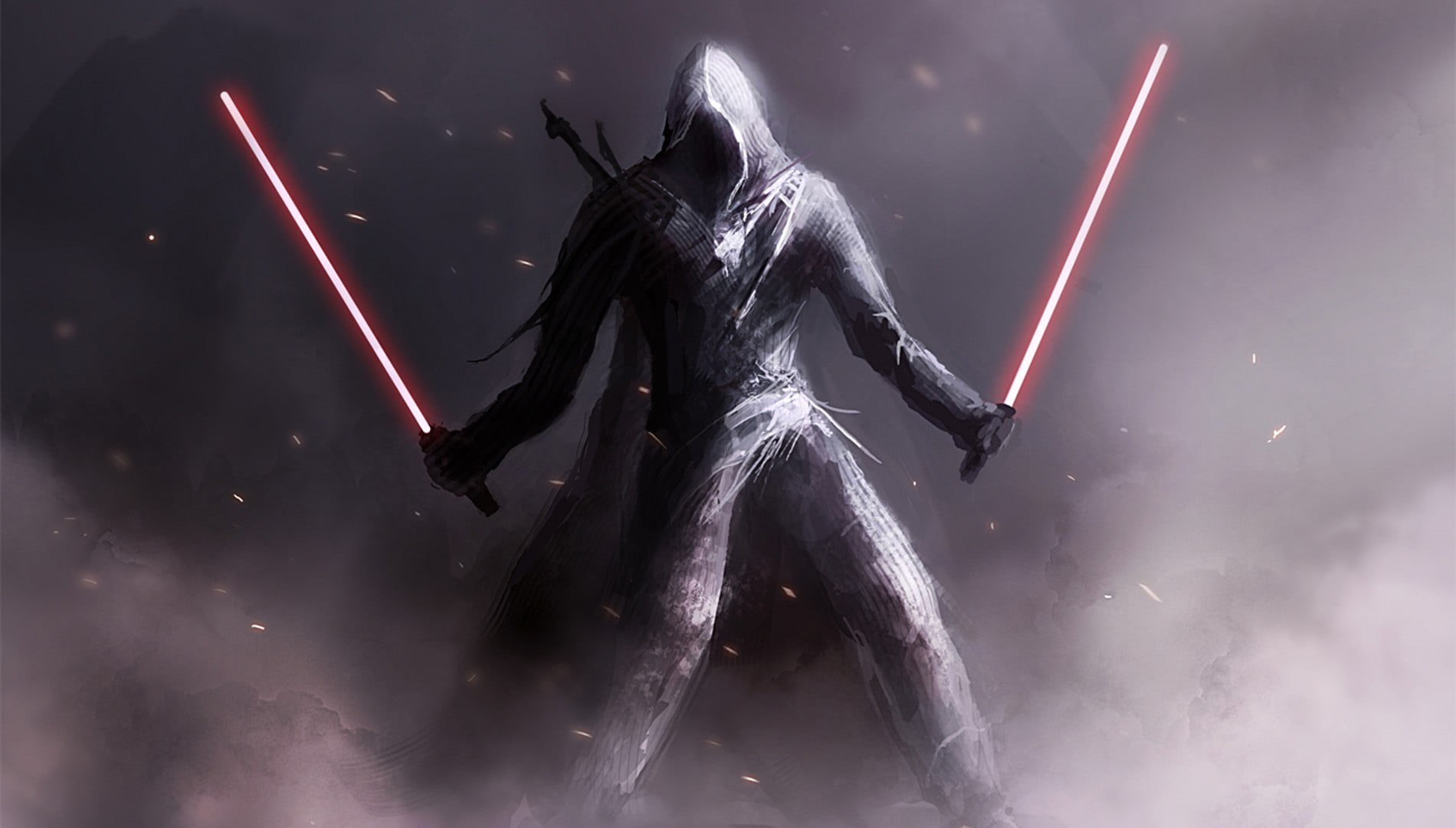 sky, arts culture and entertainment, Star Wars, outdoors, wars, artwork, dark, lightsaber, Sith, nature, one person, performance, long exposure, illuminated, HD Wallpaper