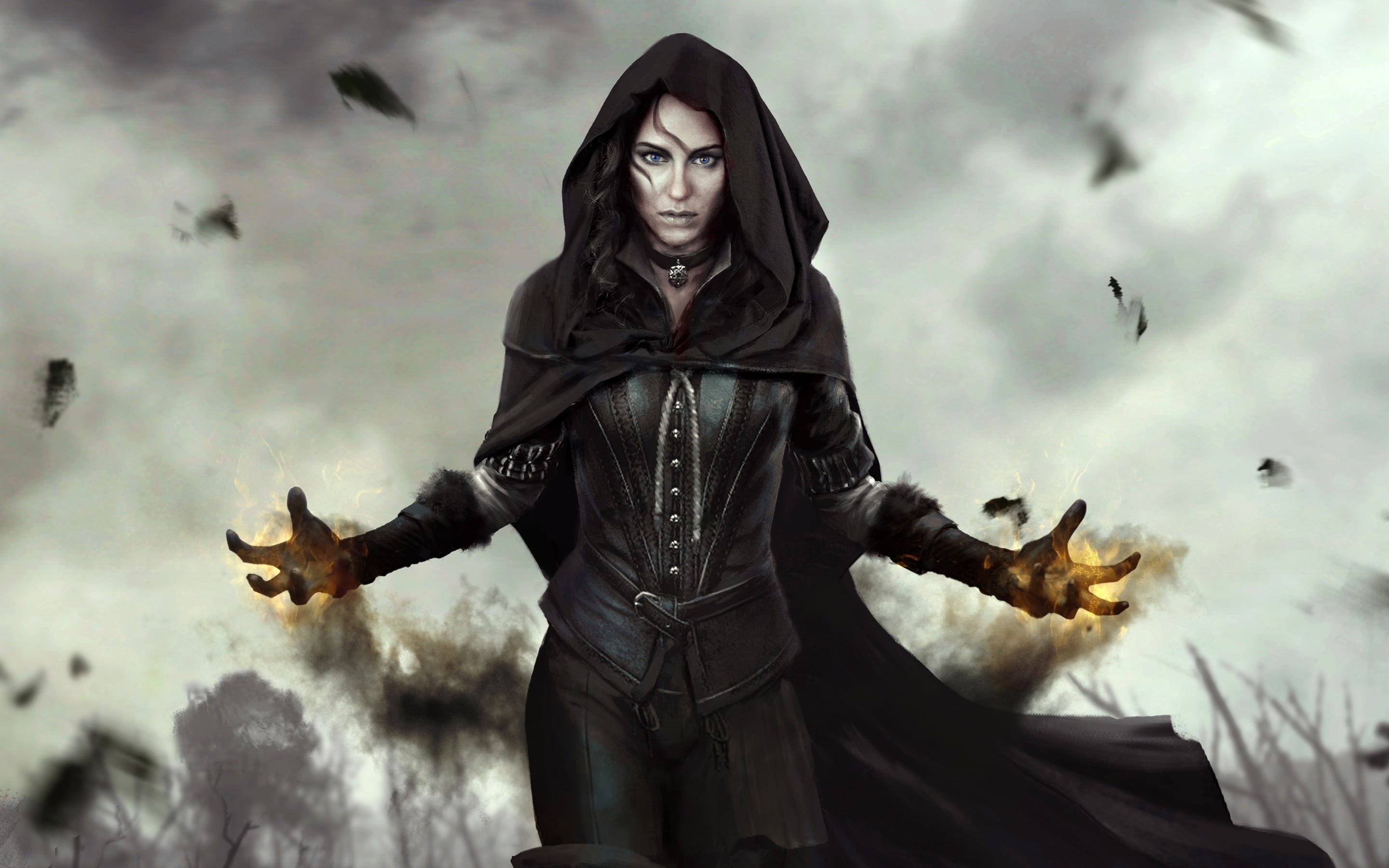 animal wildlife, art and craft, sky, one person, front view, The Witcher 3: Wild Hunt, fear, human representation, video games, representation, HD Wallpaper