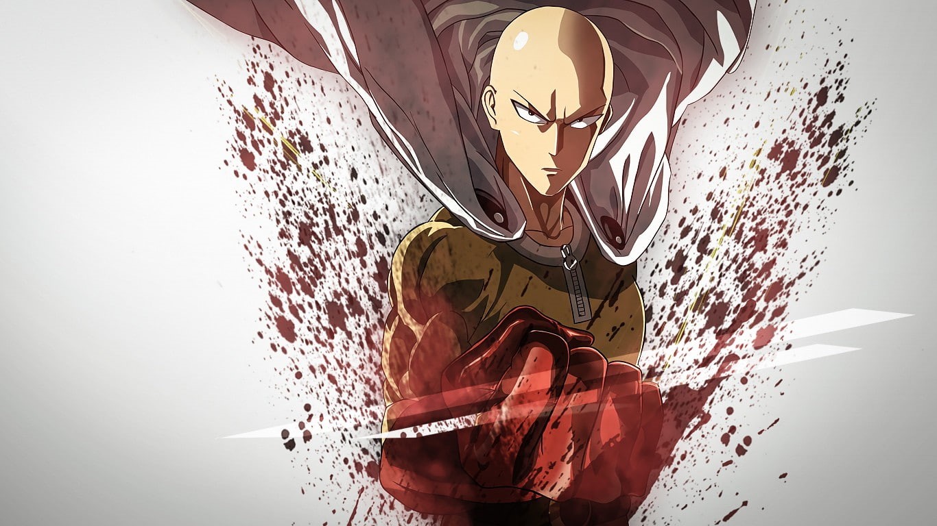 white background, One-Punch Man, 720P, cloaks, Saitama, HD Wallpaper