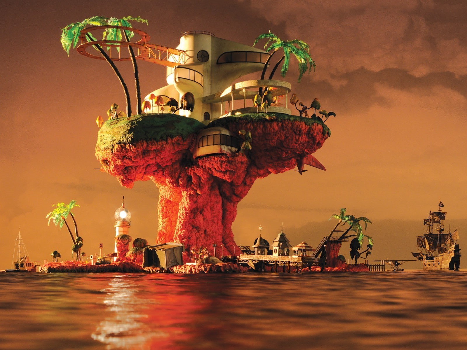 720P, Jamie Hewlett, Gorillaz, Album Covers, Plastic Beach, HD Wallpaper