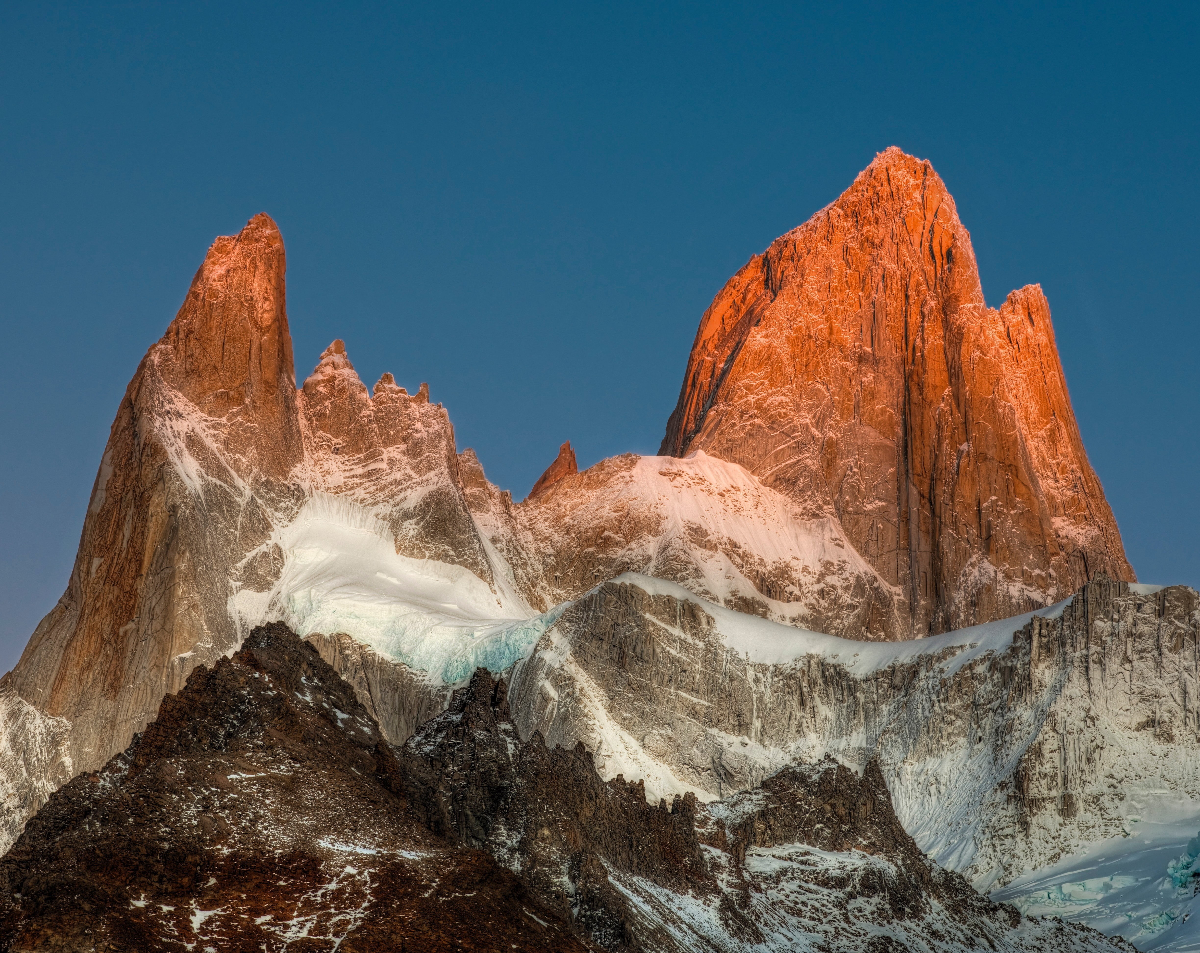 snow, capped, rocky mountain, sky, outdoors, 4K, blue, mountain, blue sky, landscape, mountain Peak, Instagram, Photo, dolomites, rock - Object, nature, HD Wallpaper