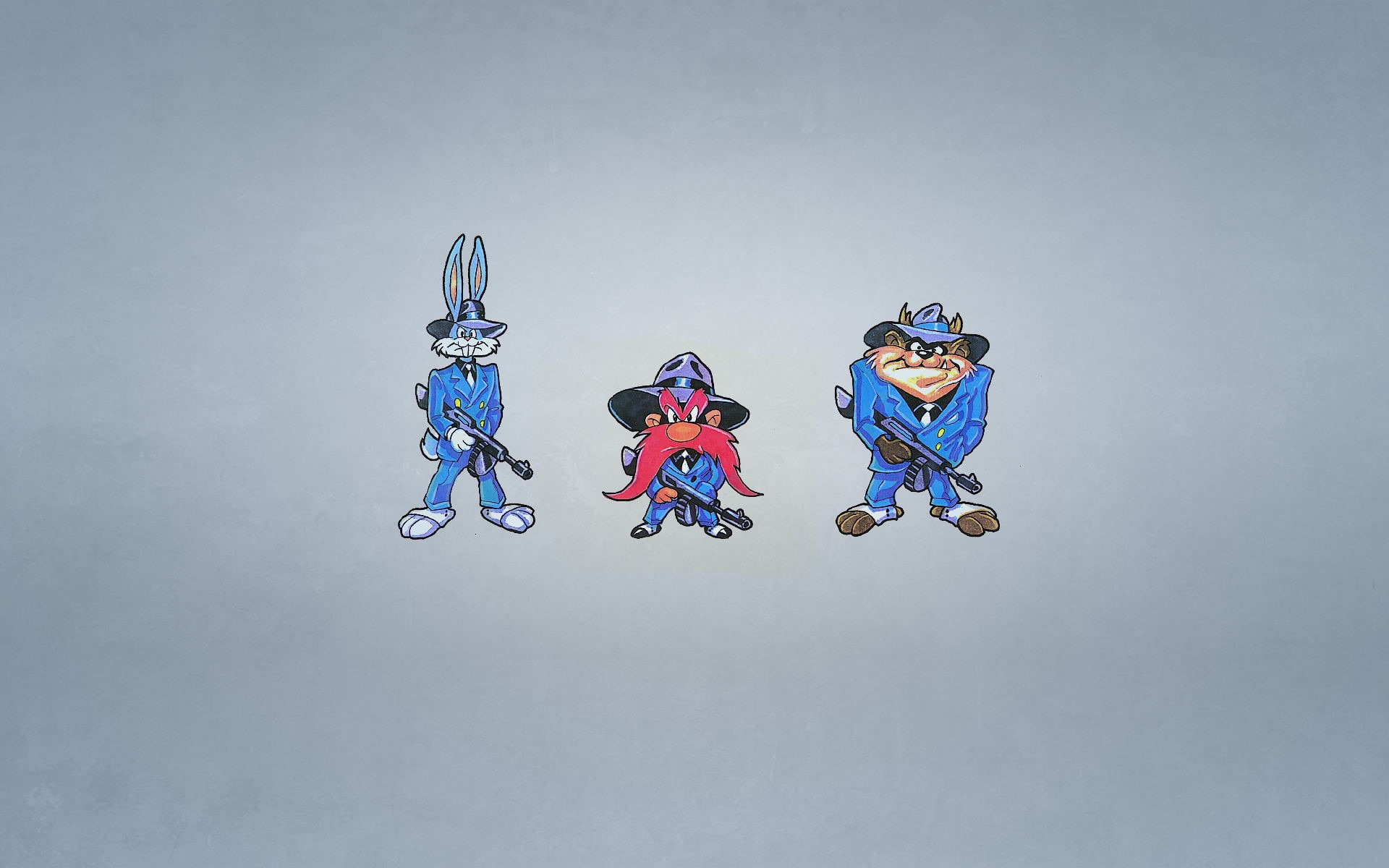 group of people, full length, nature, Bugs Bunny, headwear, men, bicycle, people, riding, cartoon, gray background, character, transportation, copy space, HD Wallpaper