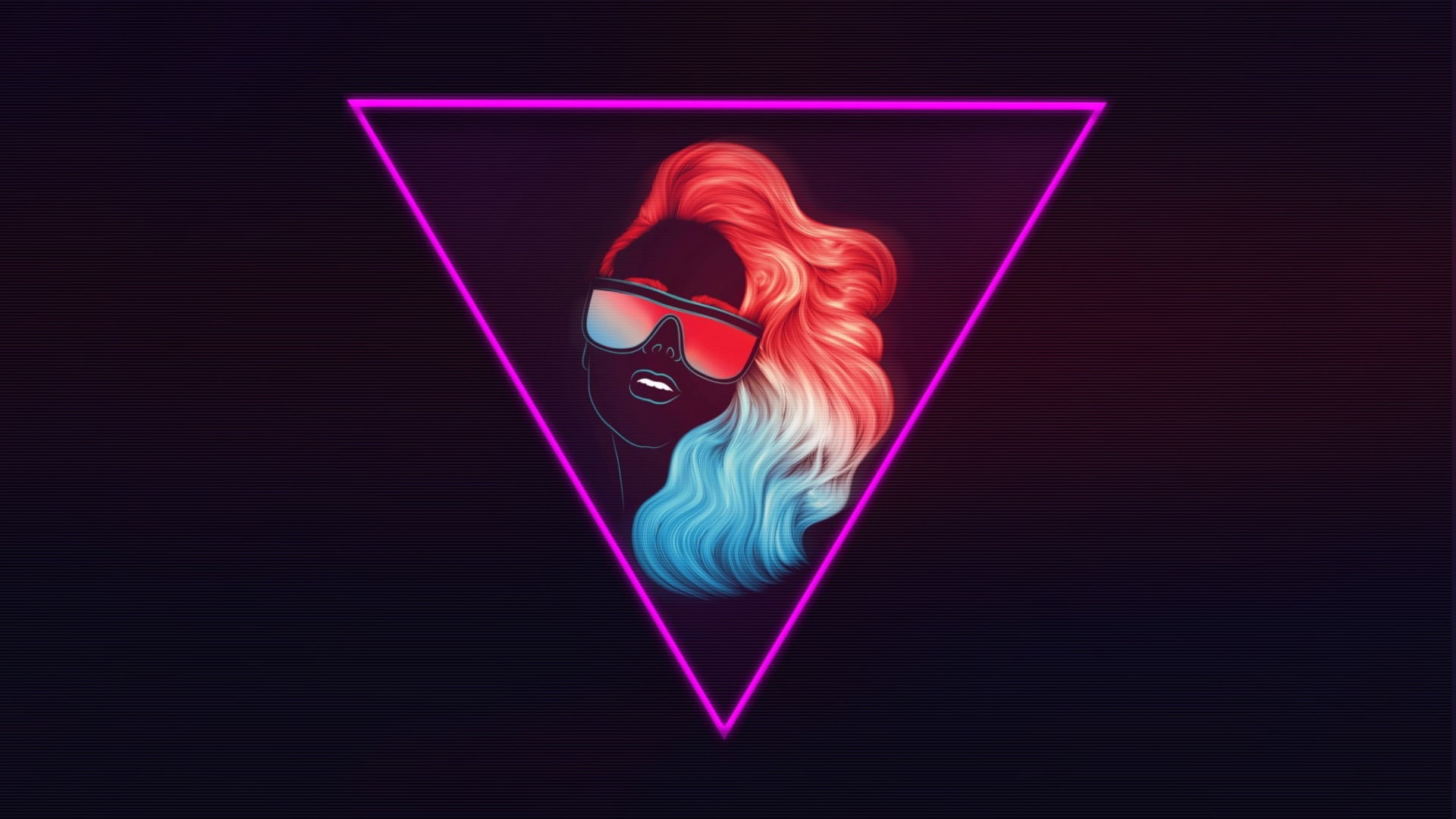 purple, lighting equipment, multi colored, single object, indoors, studio shot, Retrowave, light beam, women, colored background, neon, red, blue, black background, HD Wallpaper