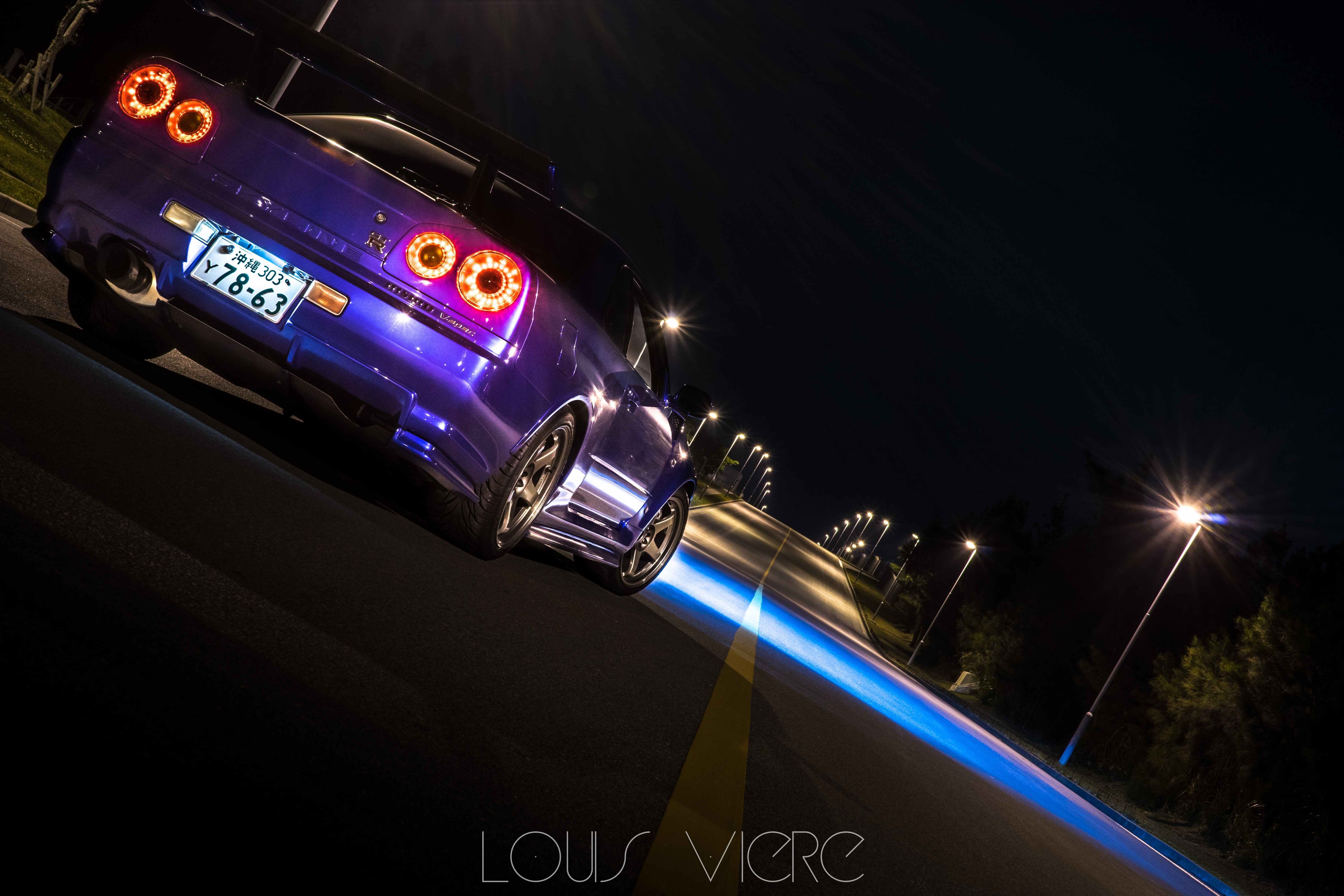 5K, outdoors, Nissan Skyline GT-R R34, city, blurred motion, car, mode of transportation, light trail, road, transportation, illuminated, no people, speed, HD Wallpaper