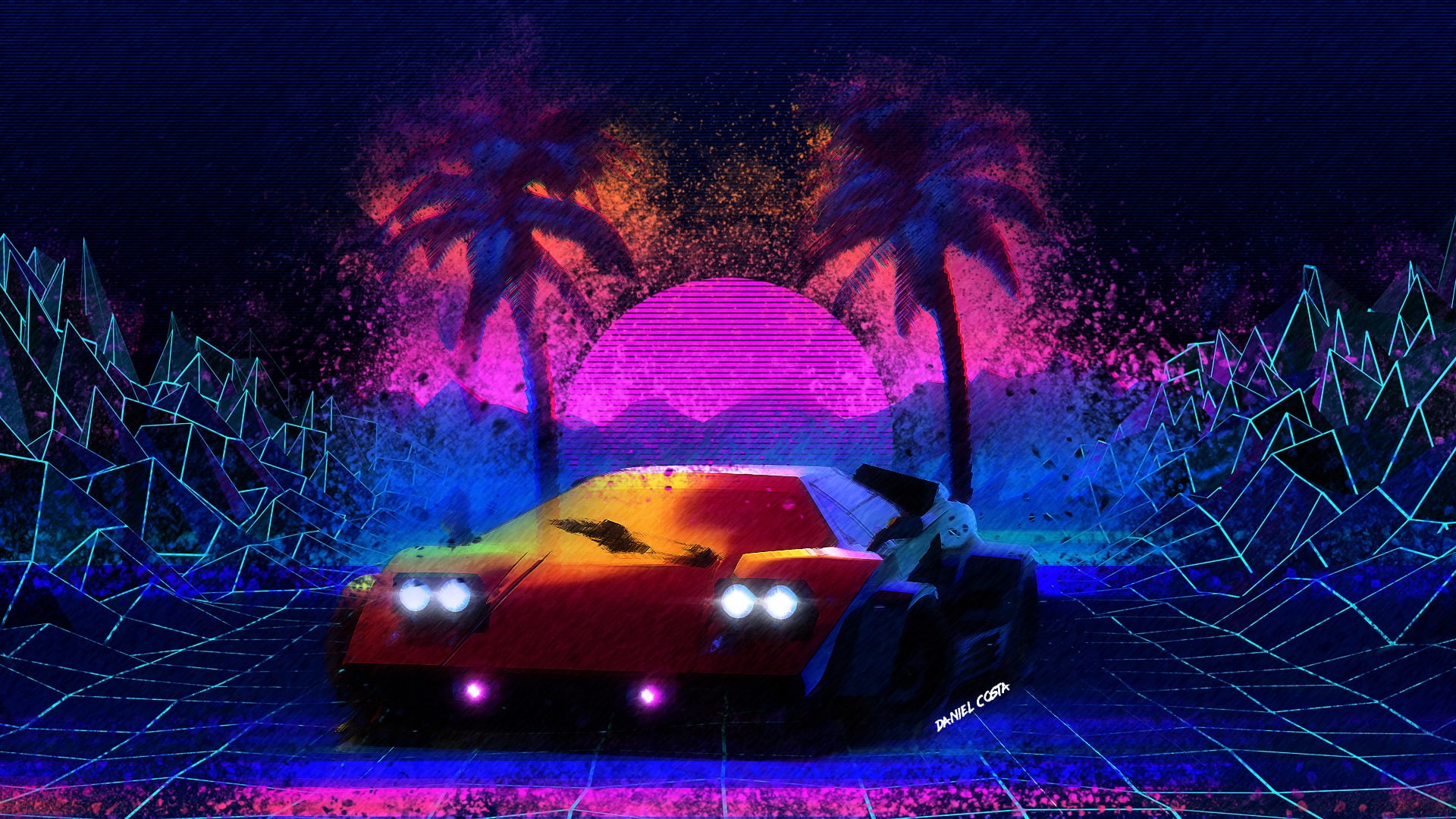 no people, car, 1080P, motion, architecture, 1980s, creativity, wall - building feature, music, arts culture and entertainment, light - natural phenomenon, HD Wallpaper