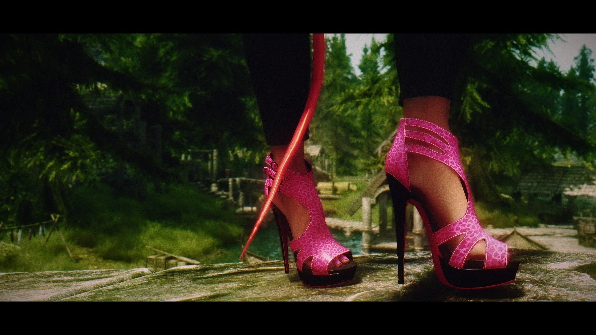 one person, limb, stilettos, 1080P, shoe, day, platform, plant, high heels, body part, pink color, peep, nature, grass, women, childhood, human foot, transfer print, HD Wallpaper