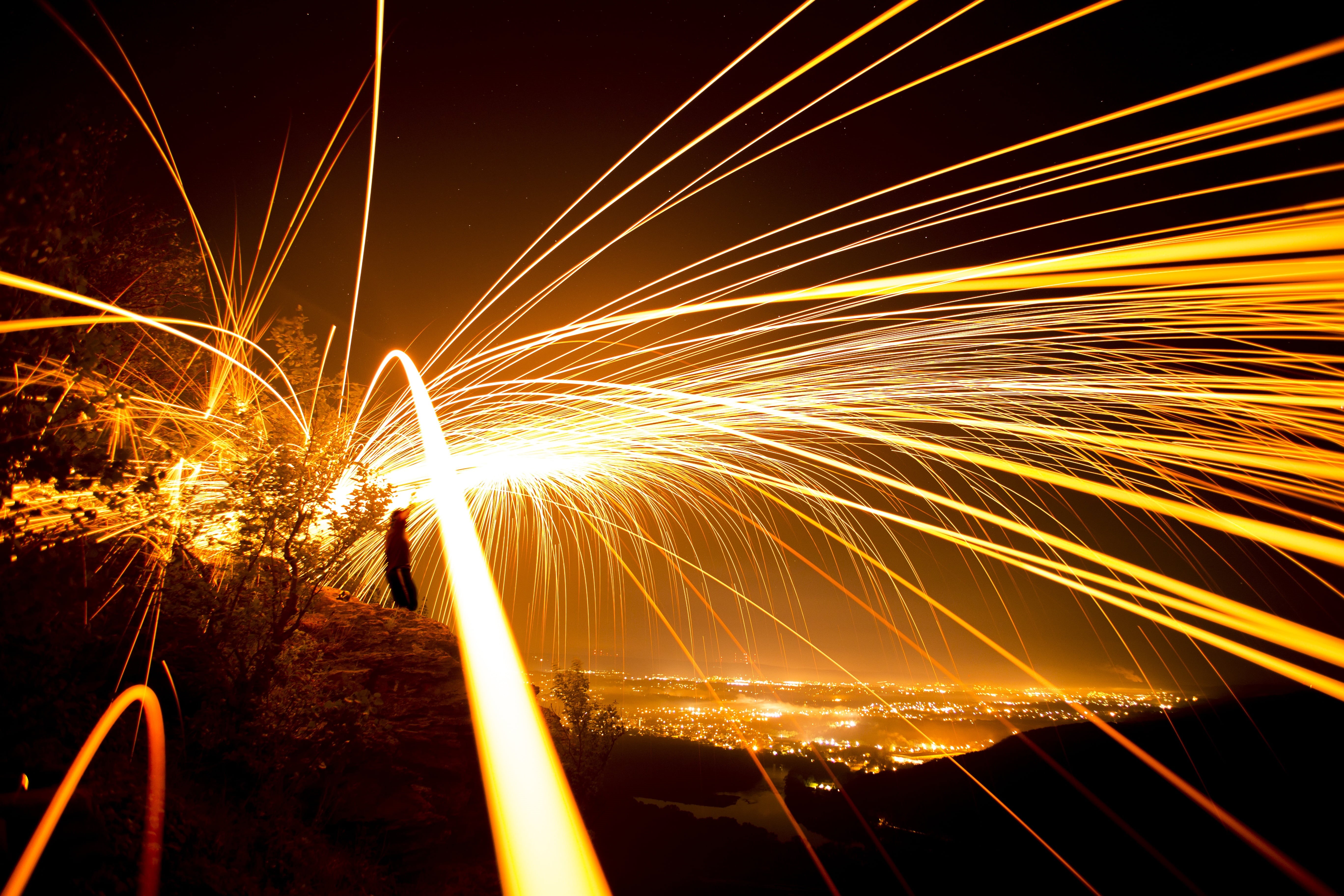 new years eve, firework, lights, long exposure, event, dark, spinning, no people, architecture, multi colored, sparkler, blurred motion, burning, heat - temperature, HD Wallpaper