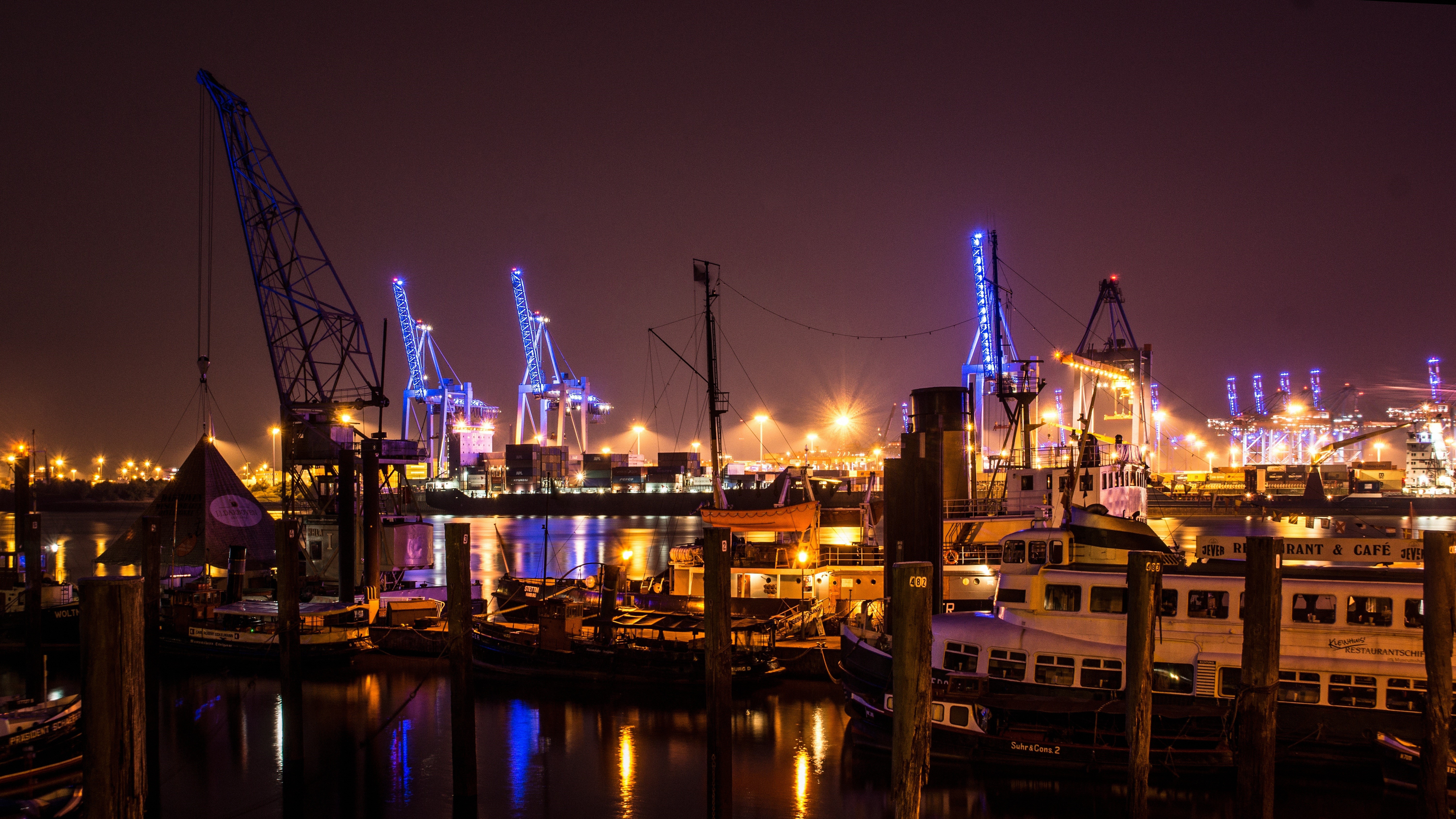 city, container port, loading, pier, sea, reflection, freight transportation, commercial Dock, machinery, unloading, harbour museum, harbor, cranes, outdoors, HD Wallpaper