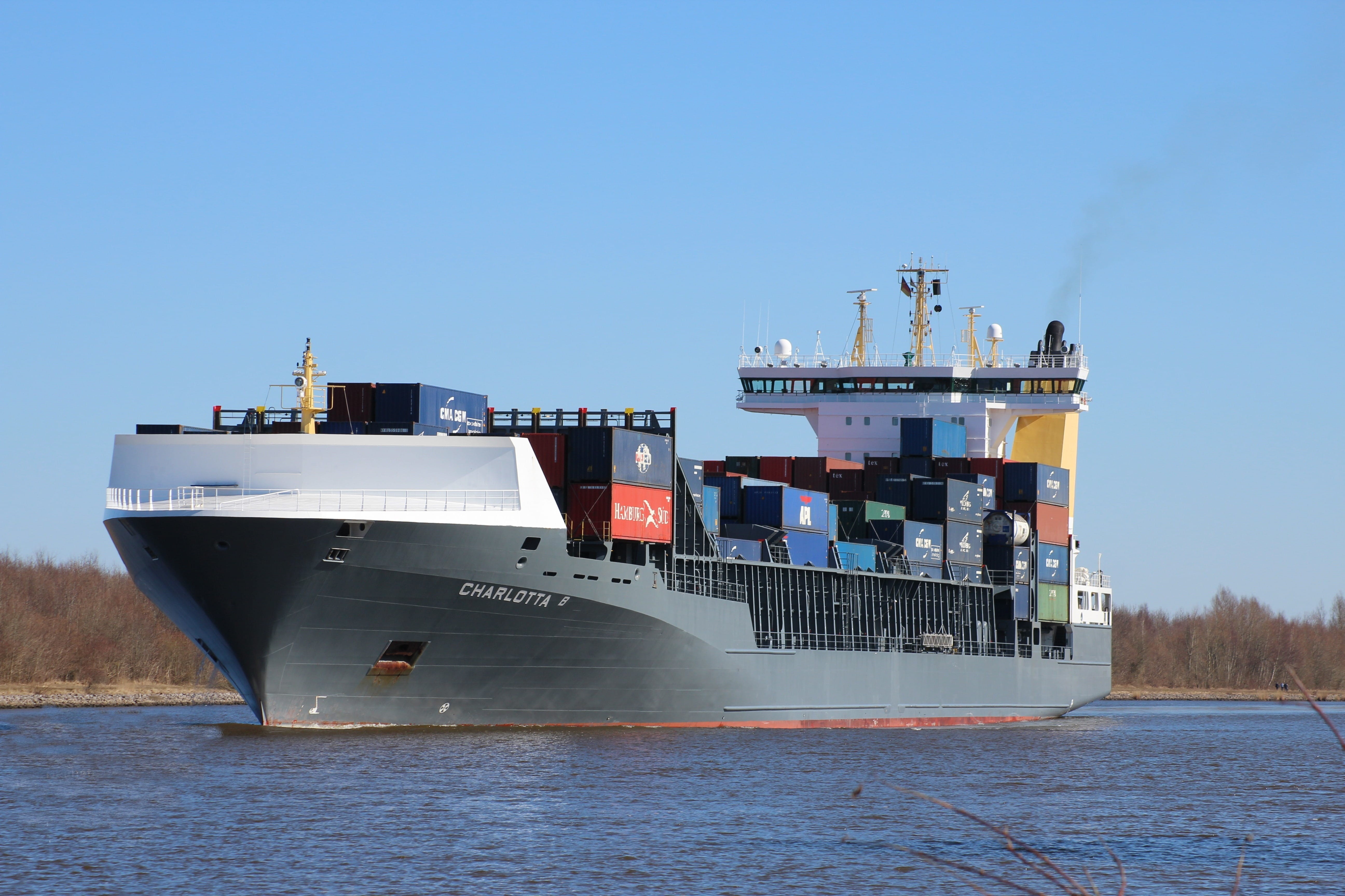 nok, no people, sea, nature, freight Transportation, blue, outdoors, frachtschiff, north america, transportation, container, ship, 5K, cruise ship, Container Ship, HD Wallpaper