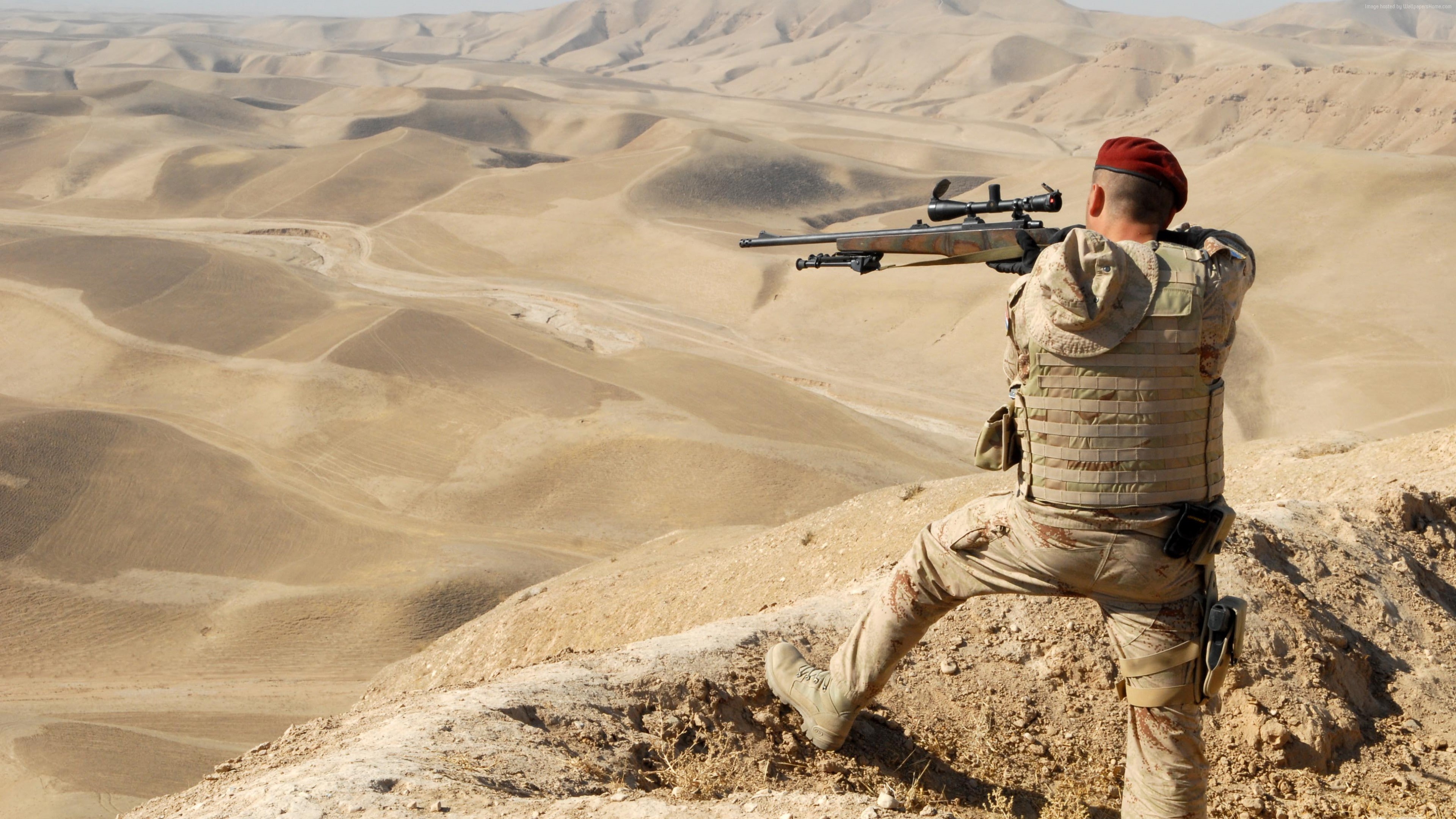 soldier, climate, rifle, armed forces, adult, full length, outdoors, uniform, snipers, one person, real people, day, scope, standing, men, army soldier, HD Wallpaper