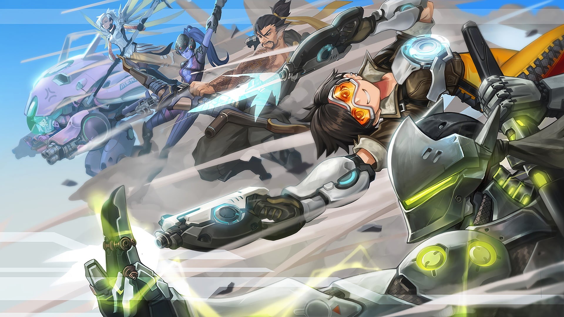 stationary, 1080P, Overwatch, close-up, toys, day, Widowmaker (Overwatch), Tracer (Overwatch), car, video games, reflection, assorted, mode of transportation, HD Wallpaper