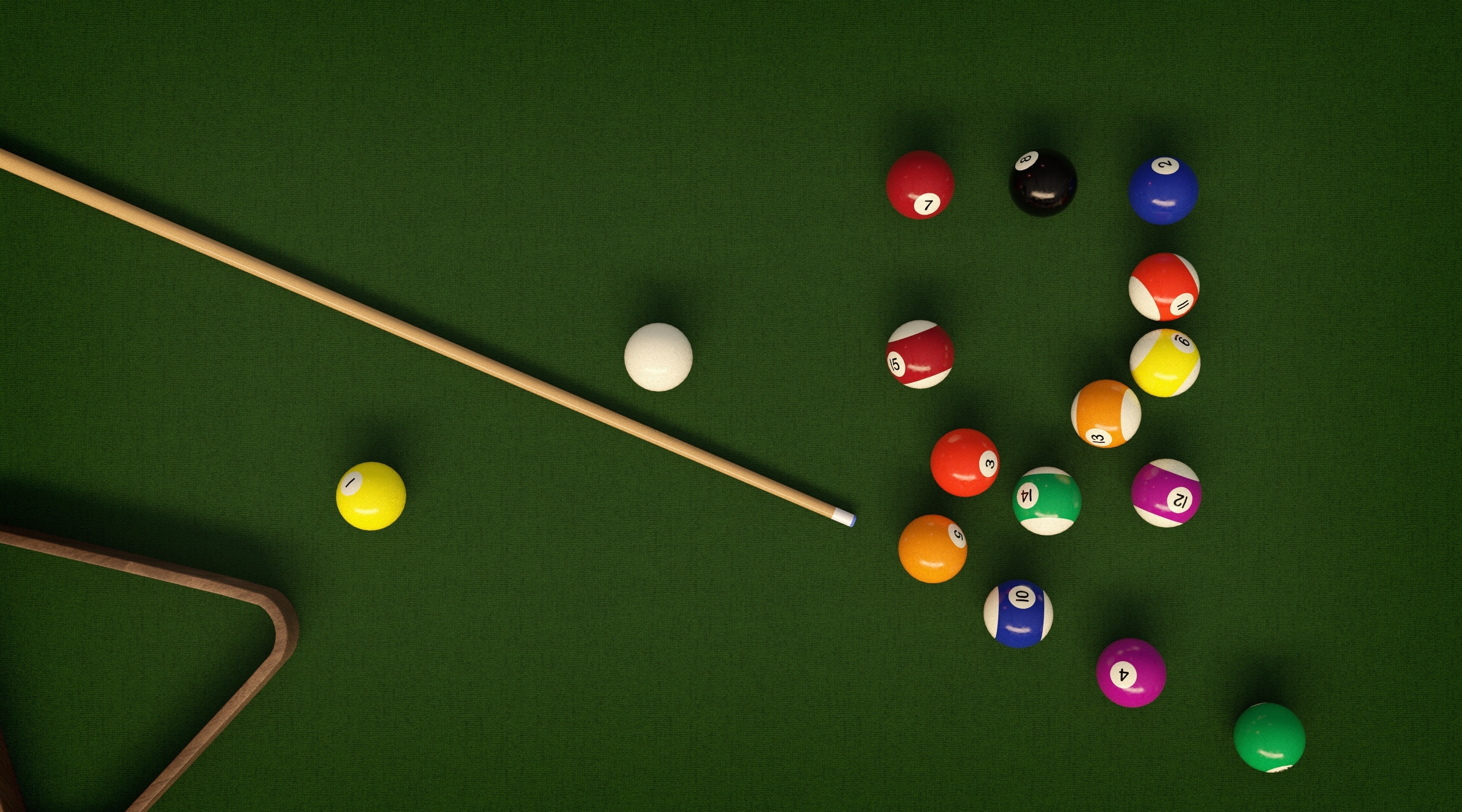 indoors, Other Sports, ball, still life, Sports, number, relaxation, Game, sports equipment, rendering, large group of objects, pooltable, billiardballs, HD Wallpaper