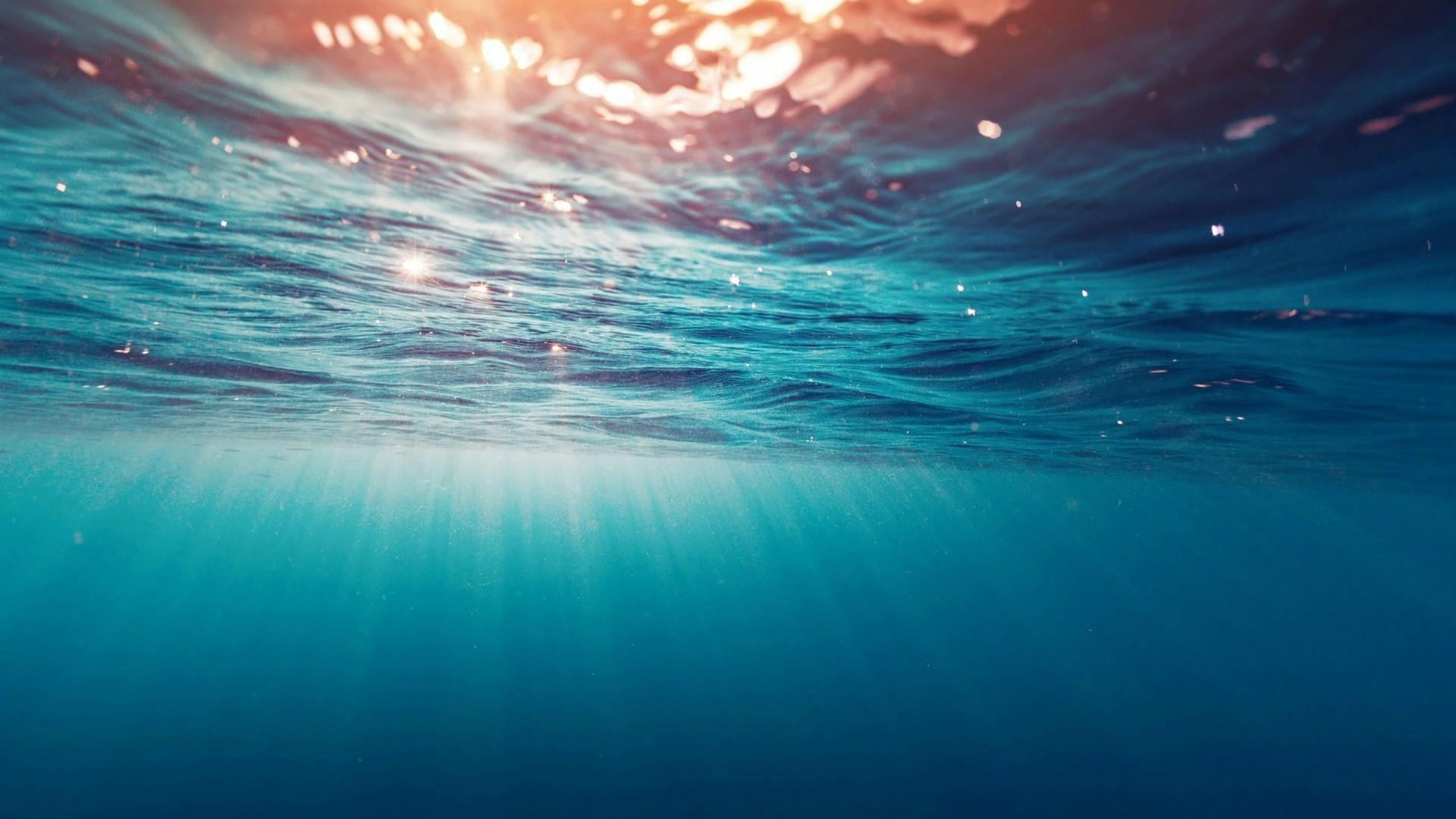 marine, 1080P, aqua, calm, azure, water, body of water, sea, underwater, rays, full frame, illuminated, sunray, shining, nature, motion, pattern, light - natural phenomenon, HD Wallpaper