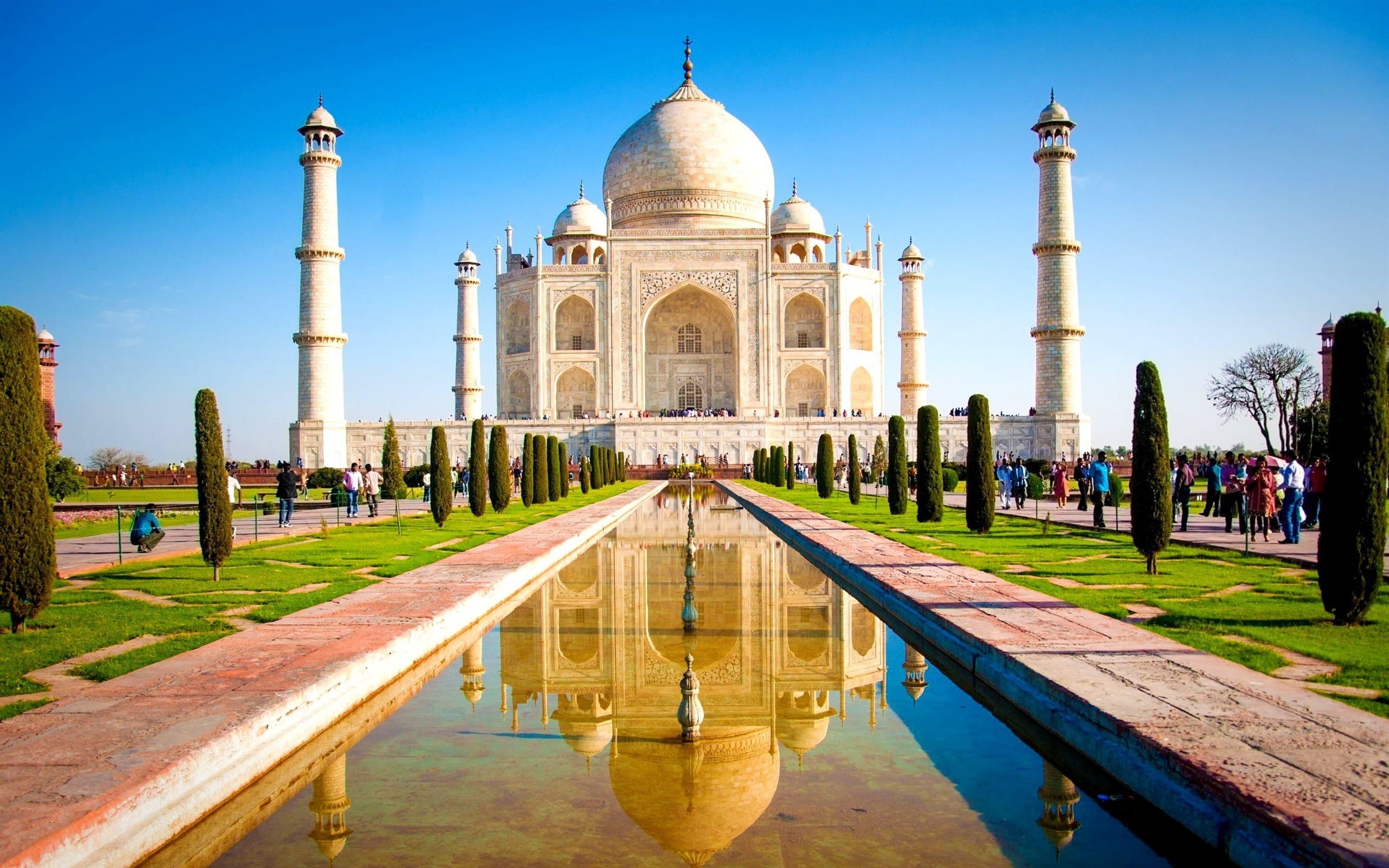 beautiful, architecture, arch, travel, cities, tree, sky, taj, tourism, nature, mahal, ancient civilization, clear sky, building exterior, 2K, outdoors, HD Wallpaper