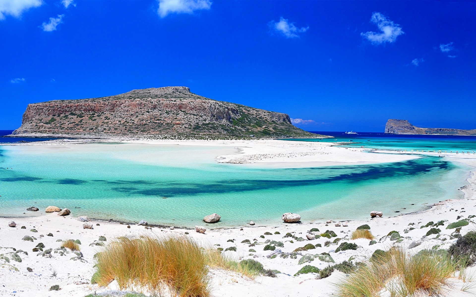 Balos, white, blue, sky, island, Gramvousa, 1080P, Greece, ocean, cloudy, sea, HD Wallpaper