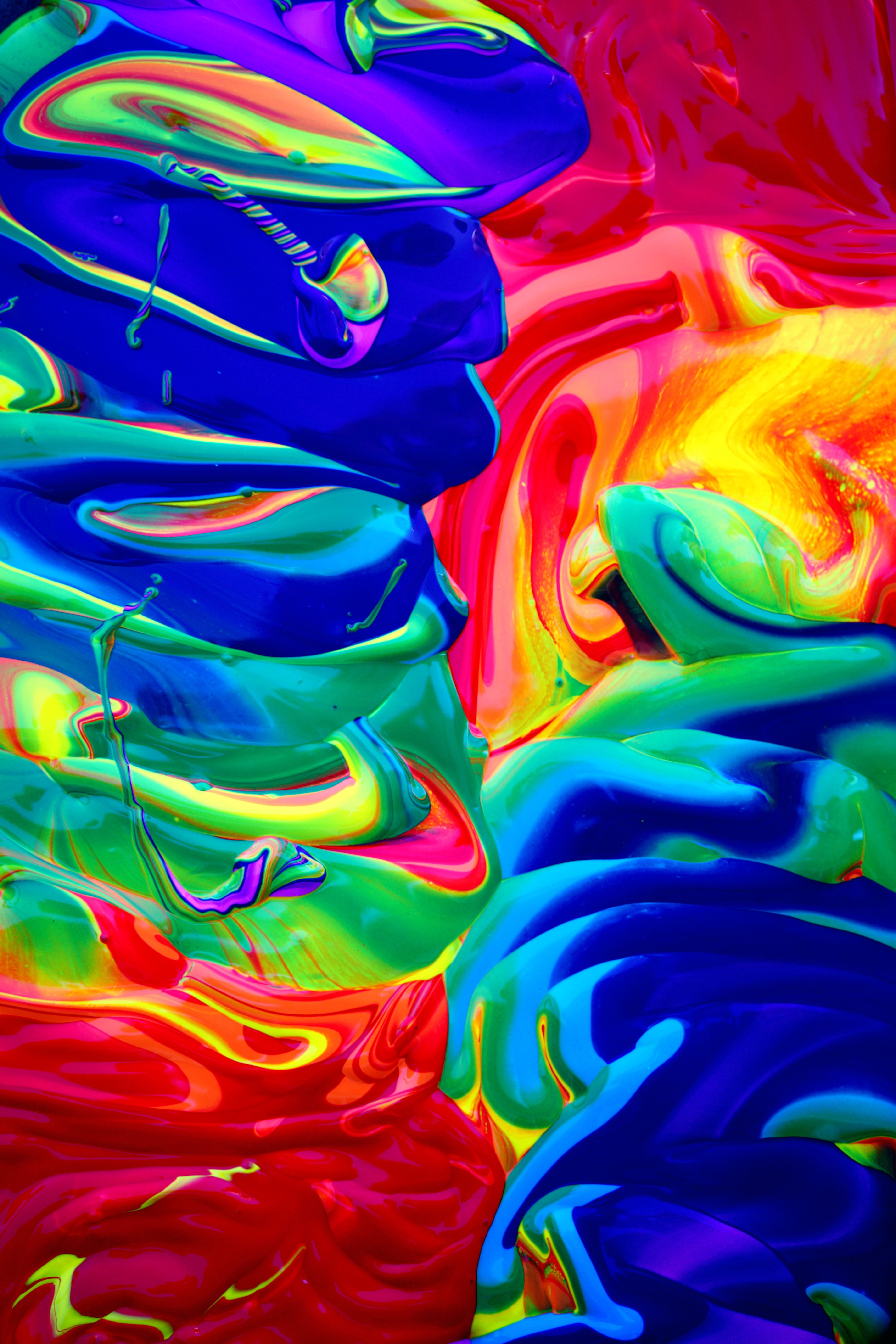 colorful, close-up, smudged, choice, pattern, vibrant color, indoors, 5K, art and craft, no people, abstract, vivid, colourful, paint, mixing, creativity, Phone HD Wallpaper