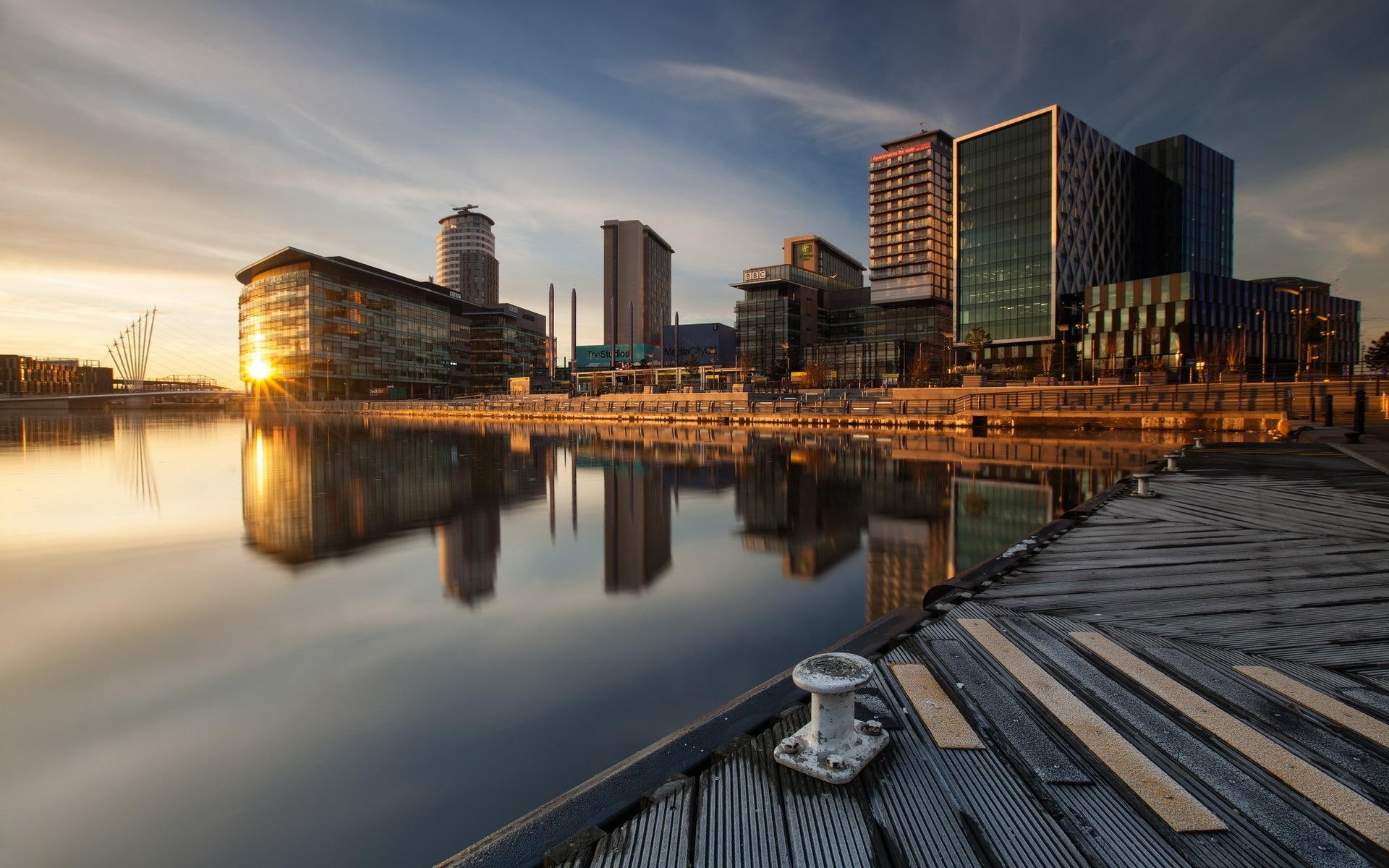 early, 1080P, harbor, city, nature and landscapes, waterfront, morning, HD Wallpaper