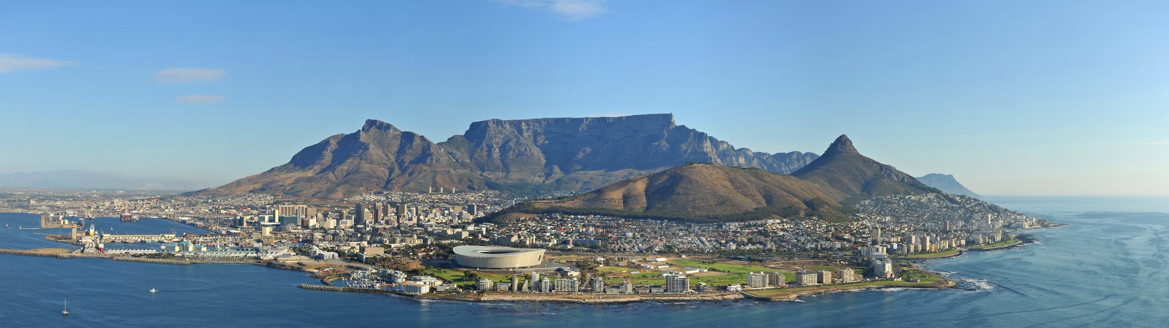 4K, transportation, nature, architecture, nautical vessel, panoramic, south africa cape town panoramas, mountain, no people, sailboat, sea, coastline, HD Wallpaper