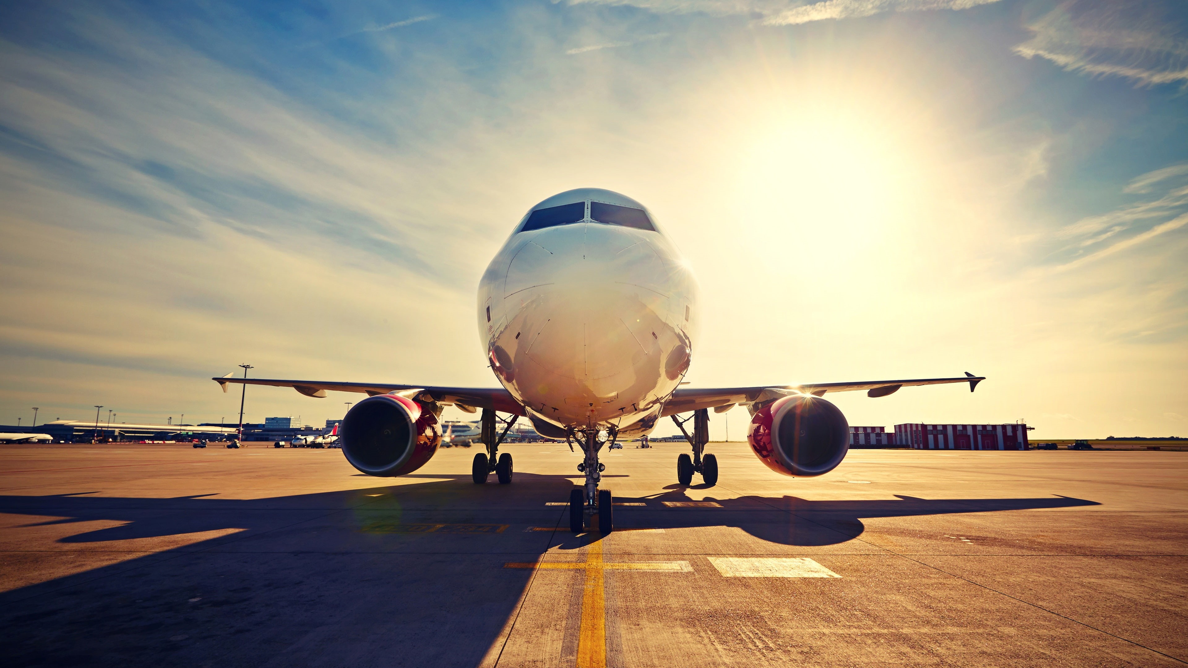Sun, 4K, Passenger, Runway, Rays, Plane, Airport, HD Wallpaper