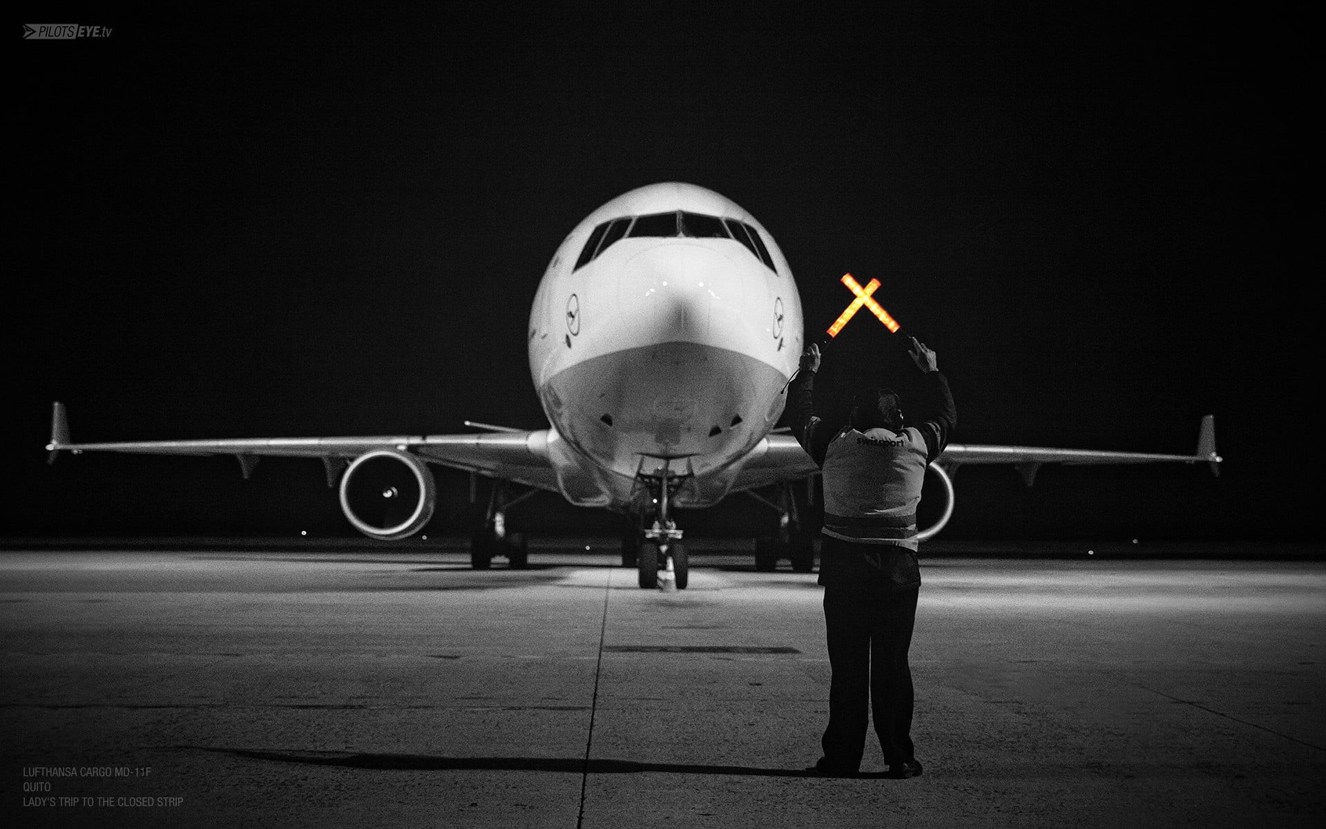 airport runway, commercial airplane, untitled, clothing, transportation, aerospace industry, airport, standing, travel, night, 1080P, Lufthansa, nature, HD Wallpaper