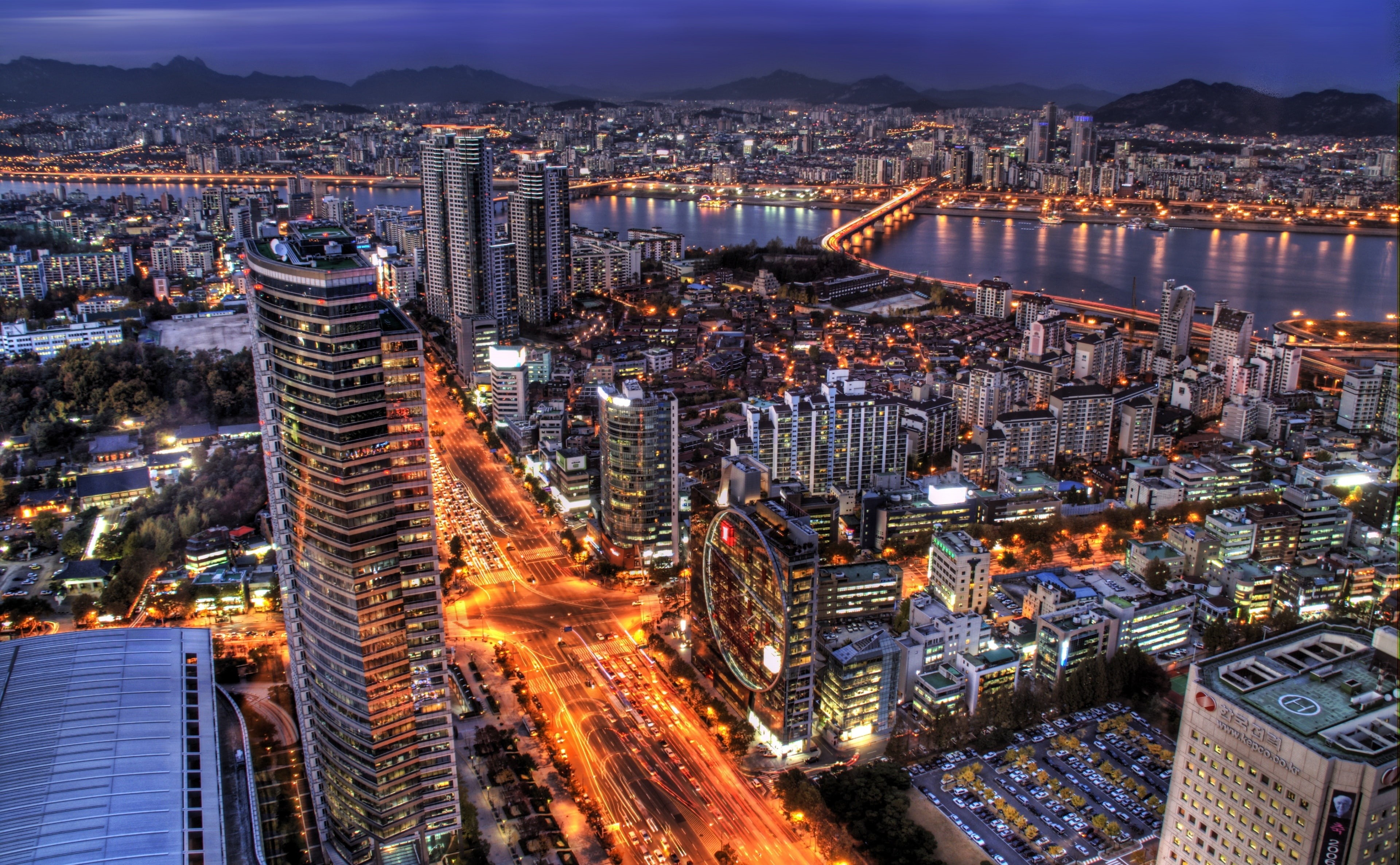 rise, Night, Buildings, high angle view, high, architecture, cityscape, Asia, crowd, sky, tall - high, built structure, office building exterior, residential district, HD Wallpaper