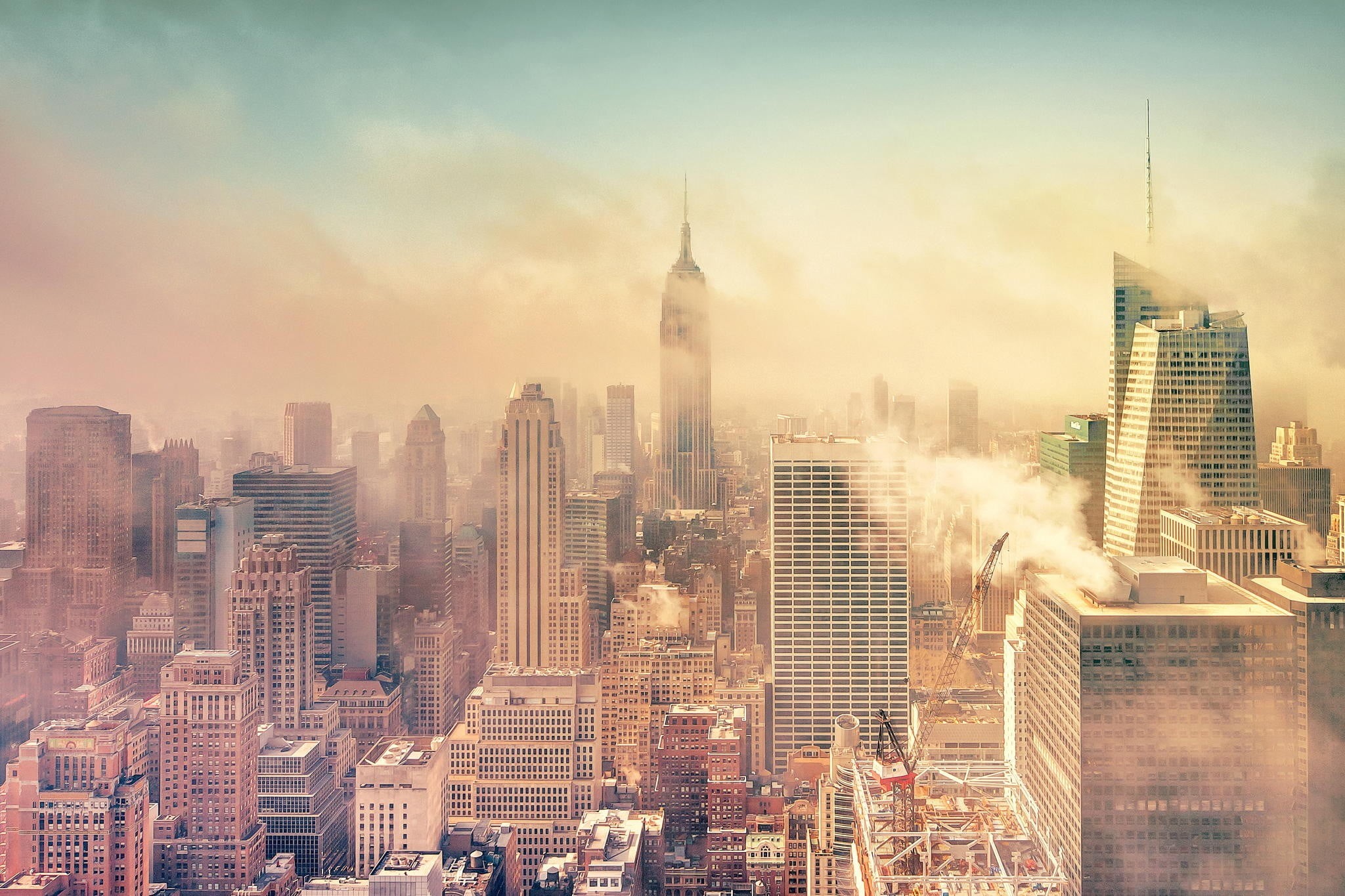 skyscraper, morning, empire, sky, building exterior, New York City, nature, office building exterior, spire, 1080P, tower, landscape, travel destinations, HD Wallpaper