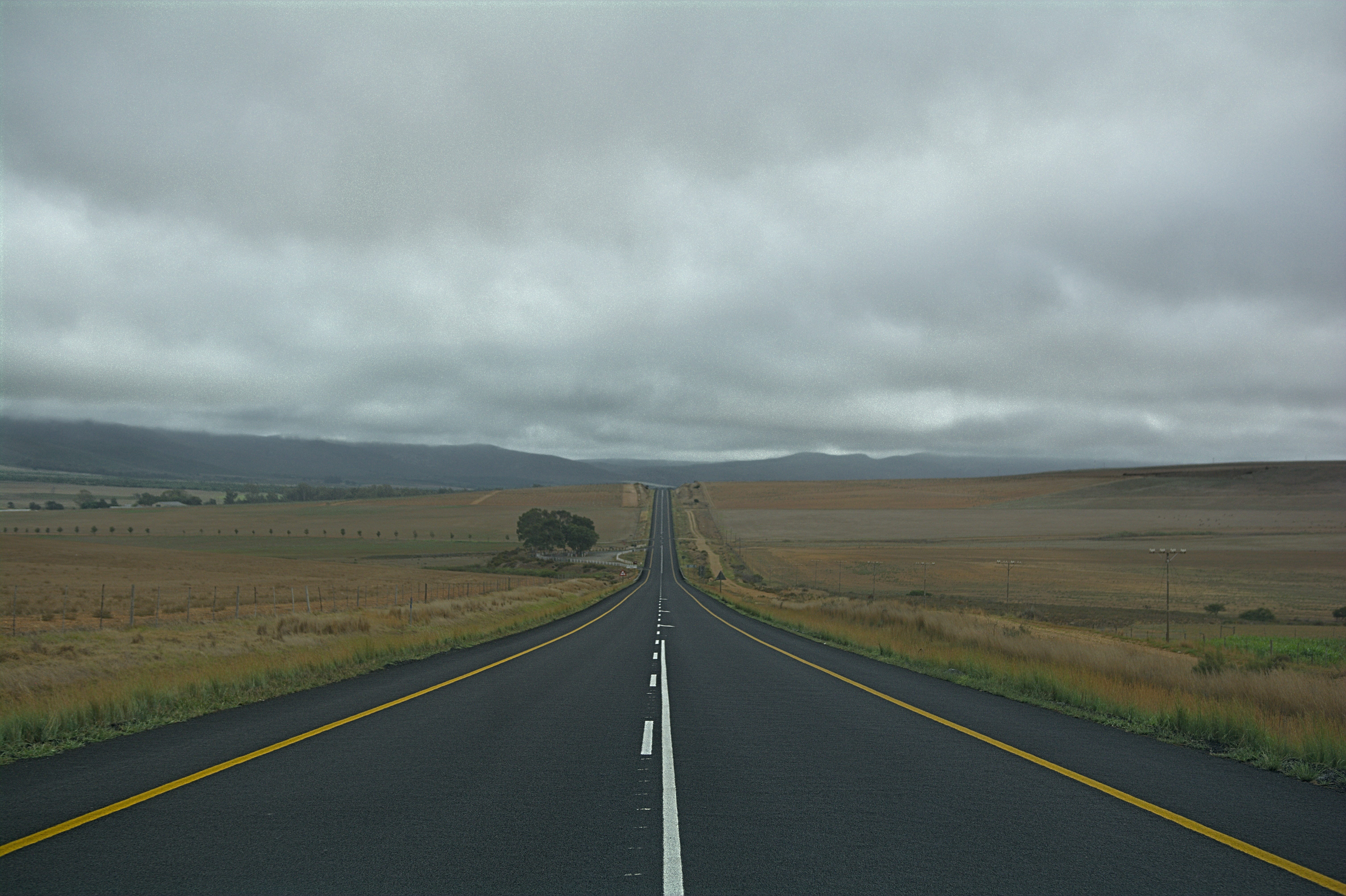highway, marking, landscape, environment, grey, straight, symbol, no people, day, dividing line, white, direction, road, meadow, long, horizon, road marking, HD Wallpaper